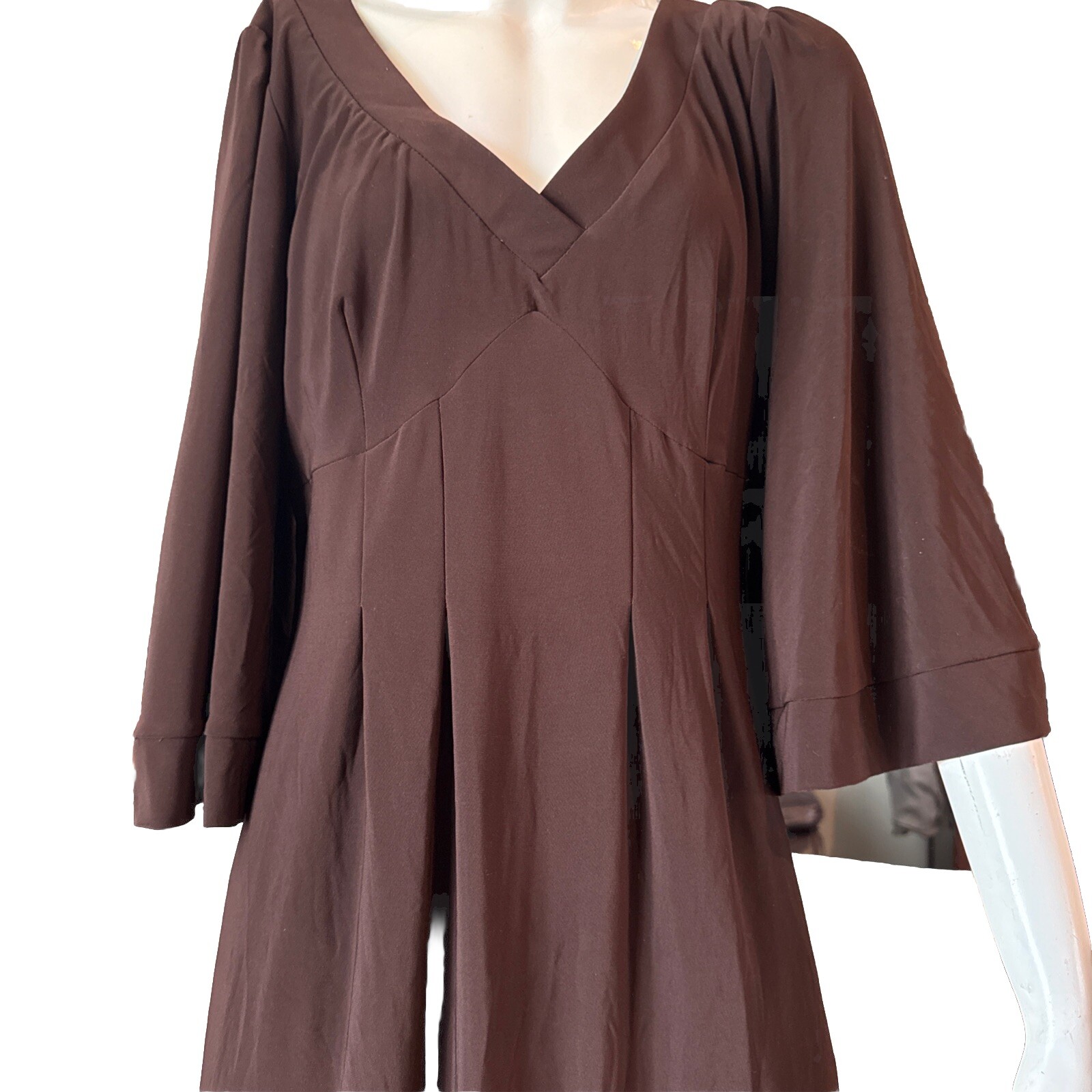 ABS Collection Dress Womens Size M Shift Maroon Flared Cuffs Stretch Unlined