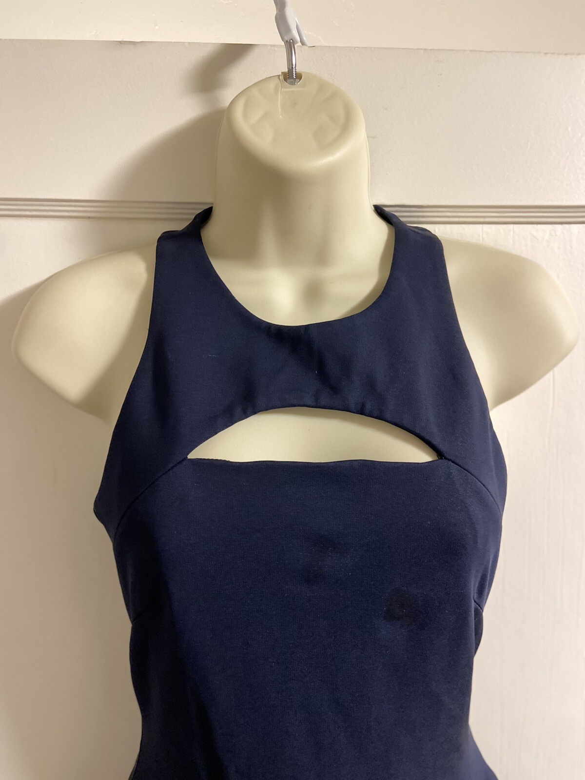 CUSHNIE ET OCHS Dress Mini Cutout Chest Navy Size 2 EUC Made In USA