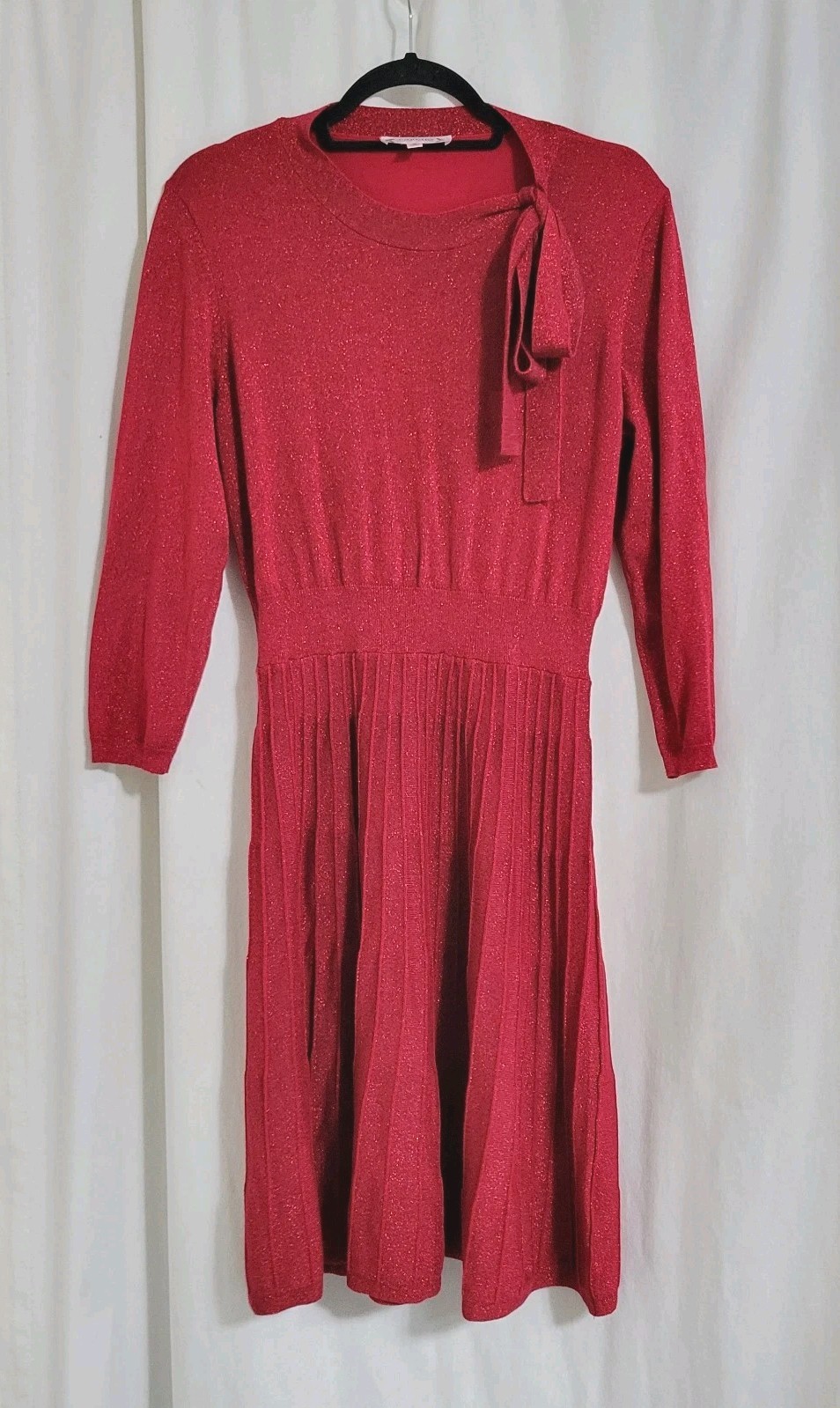 Nanette Lepore Sparkly Red Dress Size XL Holiday Christmas 3/4 Sleeve Classic