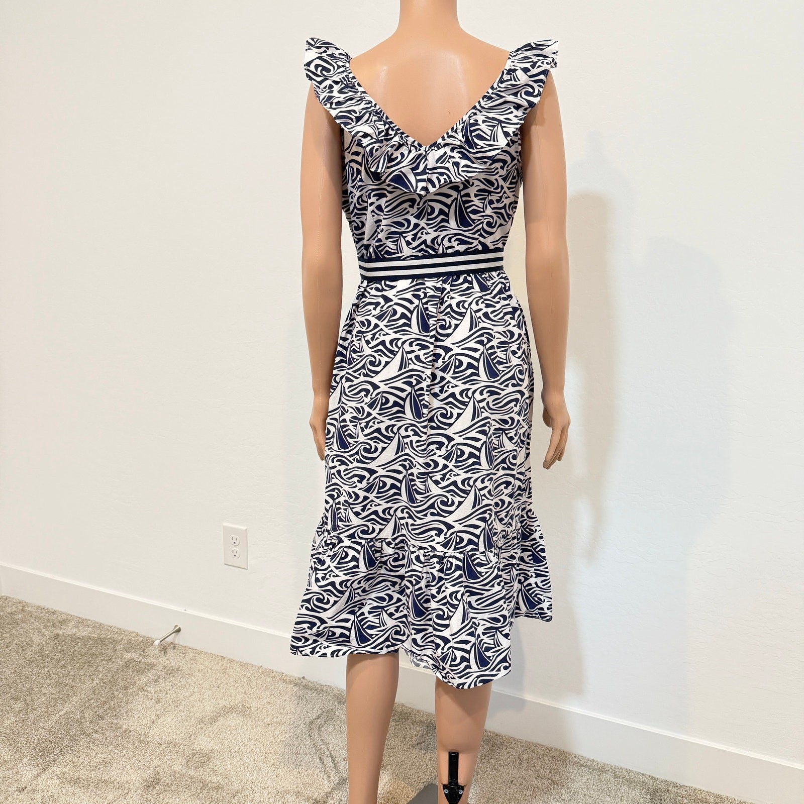 Vineyard Vines x Target medium ruffle belted nautical pockets dress D4 2469