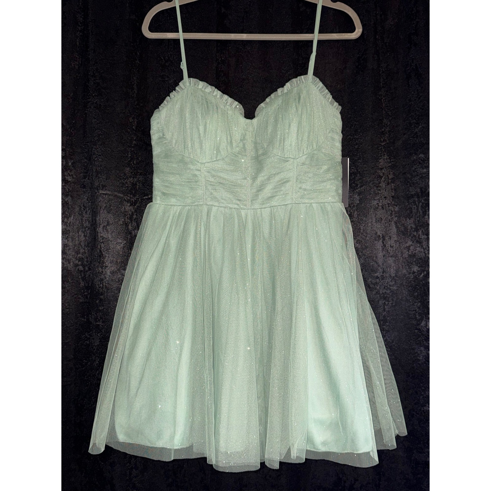 City Studio Sage Green Glitter Tulle Party Dress Sweetheart 13/14 NWT 8179-KJ6A