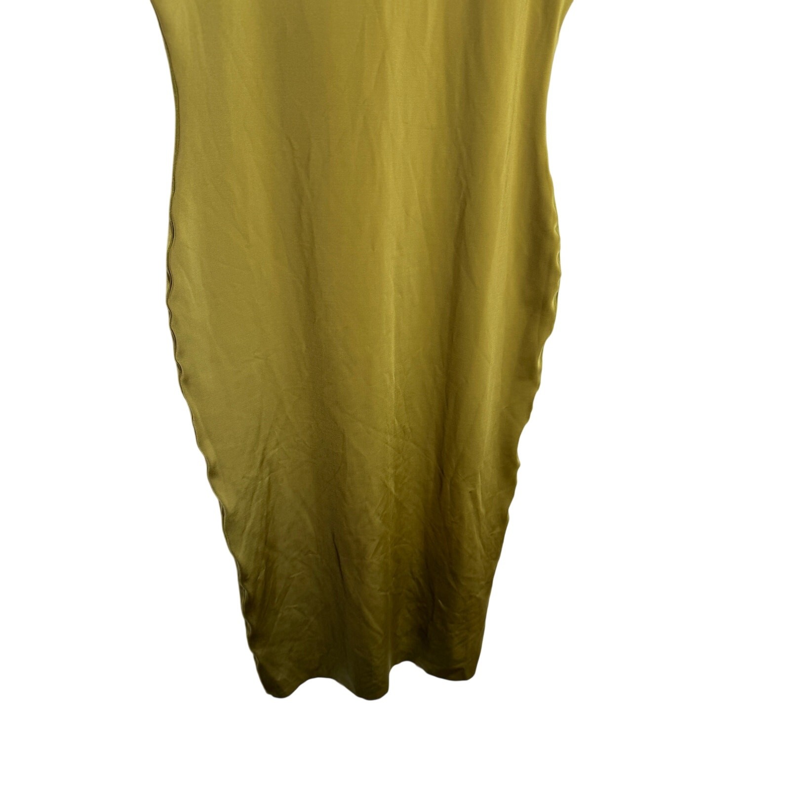 Zara Olive Green sculpting bodycon Polyamide Midi Dress size L NWOT minimalist