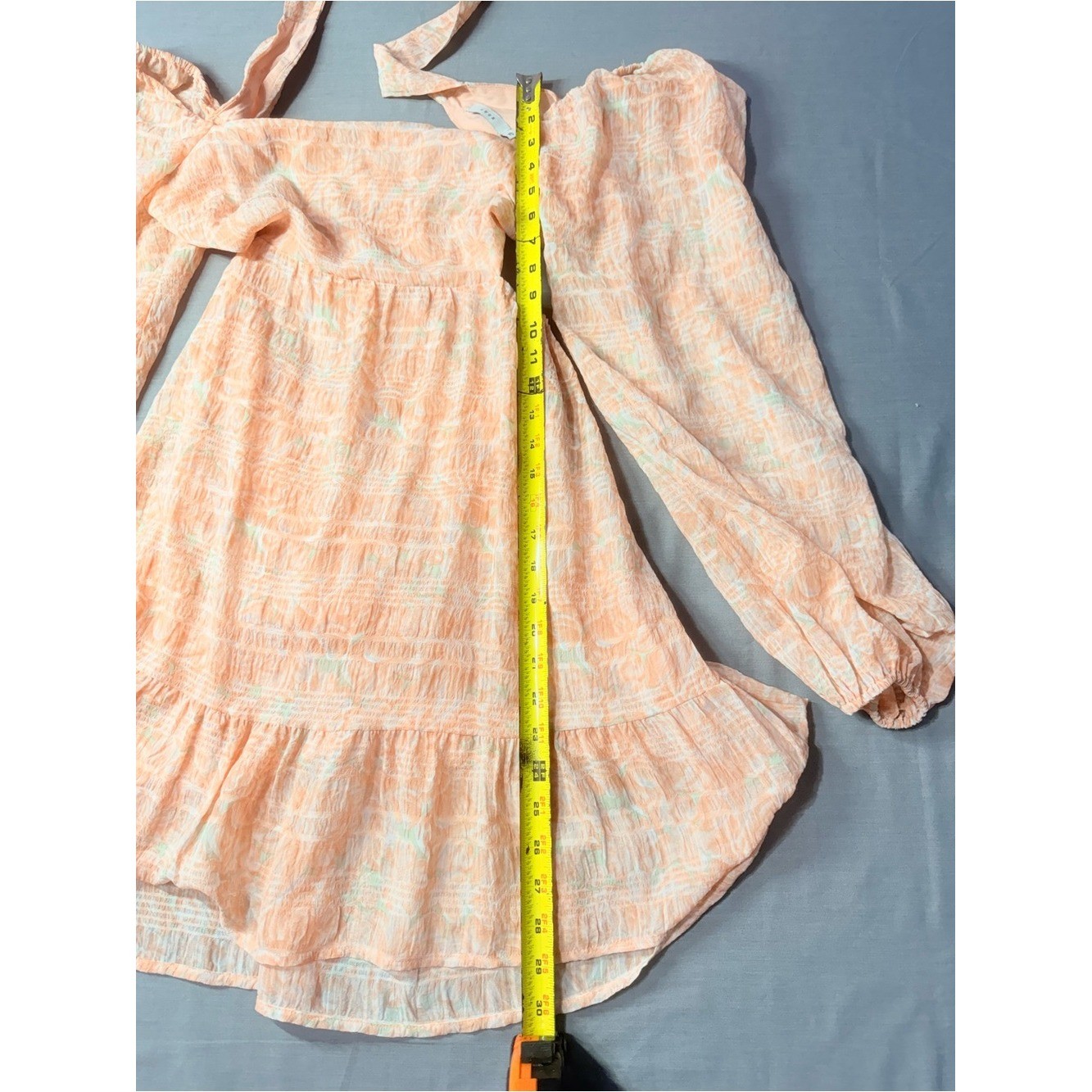 Lush Peach Off-Shoulder open Back with Bow Mini Dress Size L