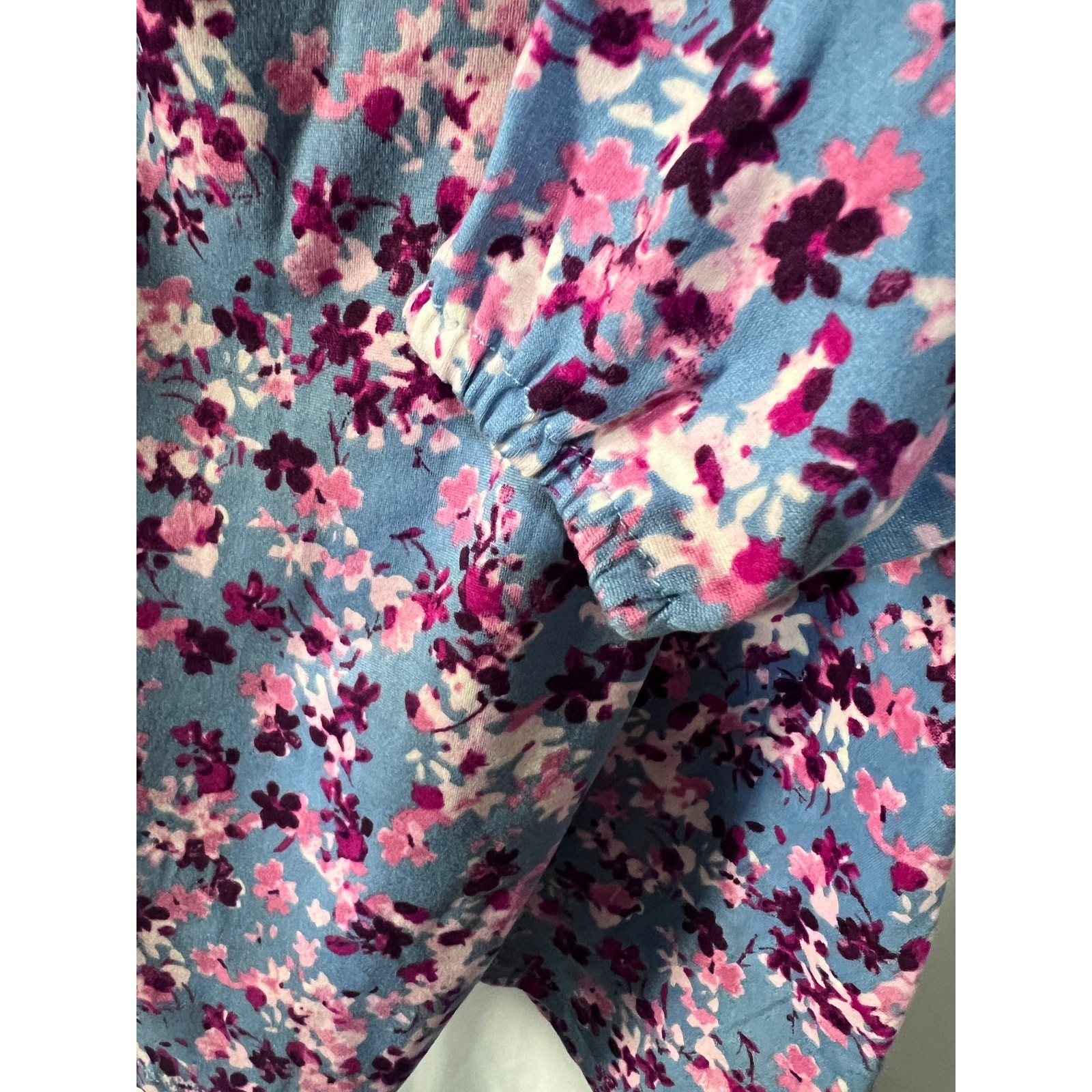 Velvet Torch Womens Medium Blue Pink Floral Long Sleeve Short Dress Swiftie NEW