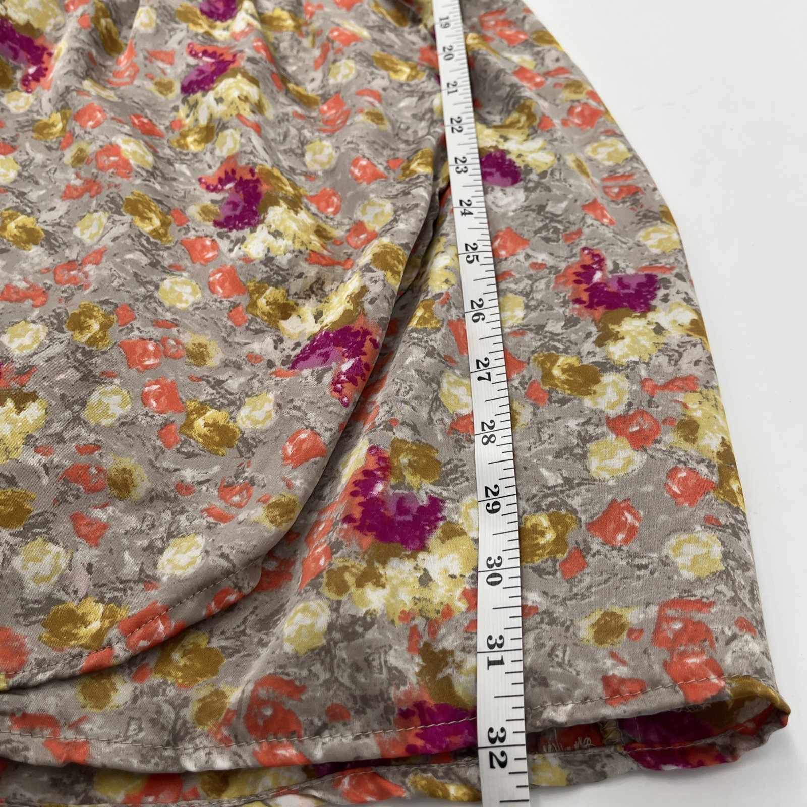 Gold & Orange Floral Mini Faux Wrap Dress Kimono Style Wedding Guest Garden Sz S