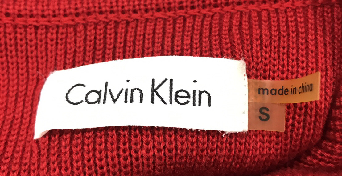 Calvin Klein Red Fold over Zip Collar Sweater Dress Red Size Small NWTS