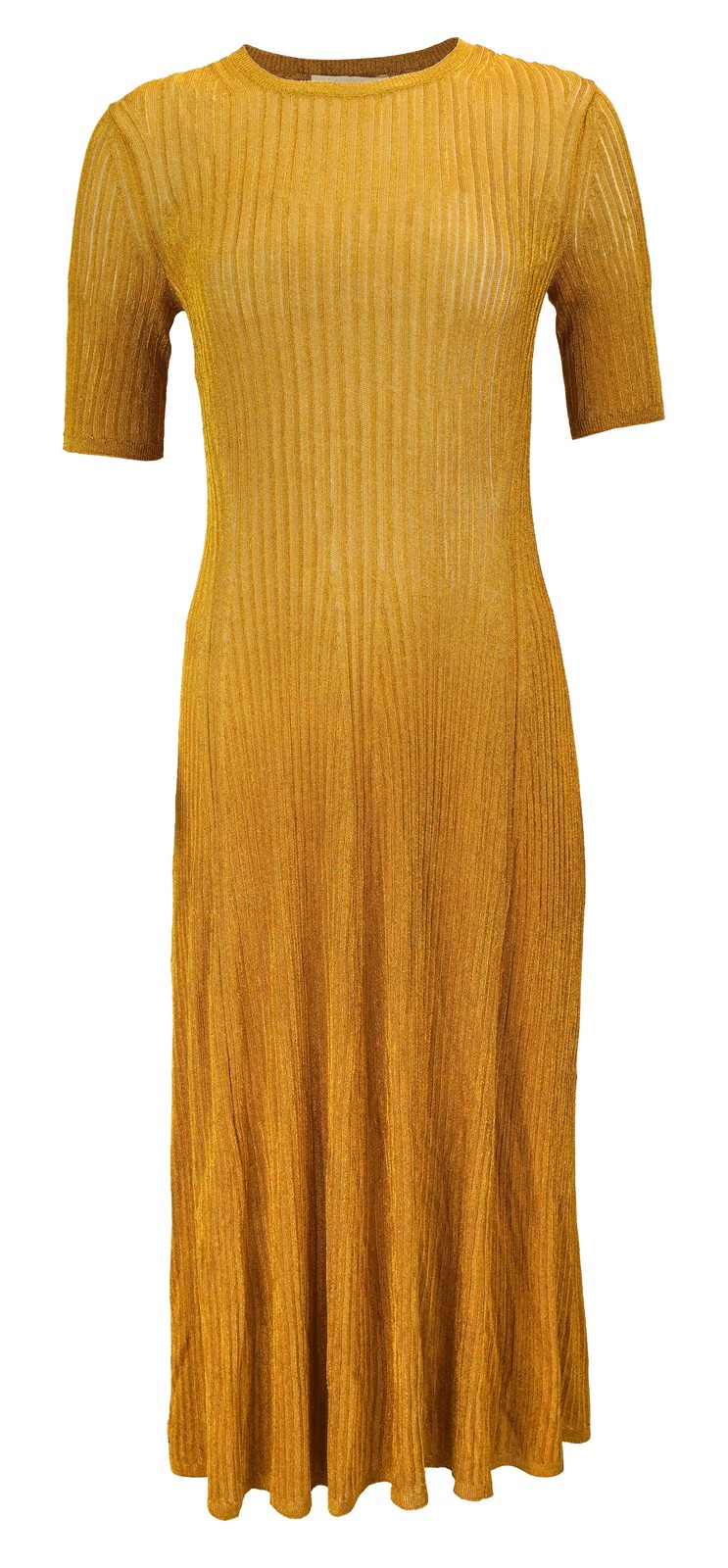 Ulla Johnson Maxine Short Sleeve Knit Midi Dress in Gild