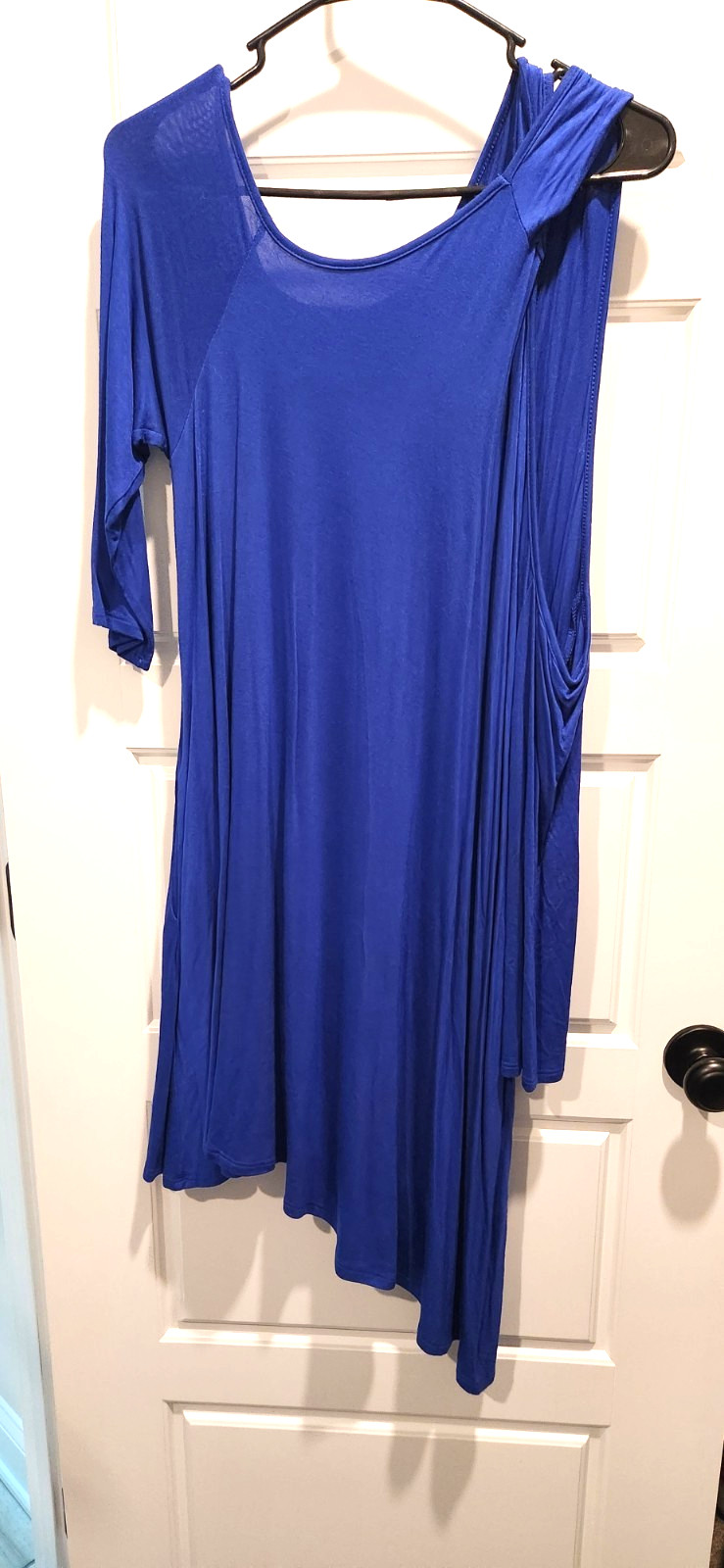 Pretty One Side Cold Shoulder, Long Side Hang, Casual Blue Dress XL – NWTs