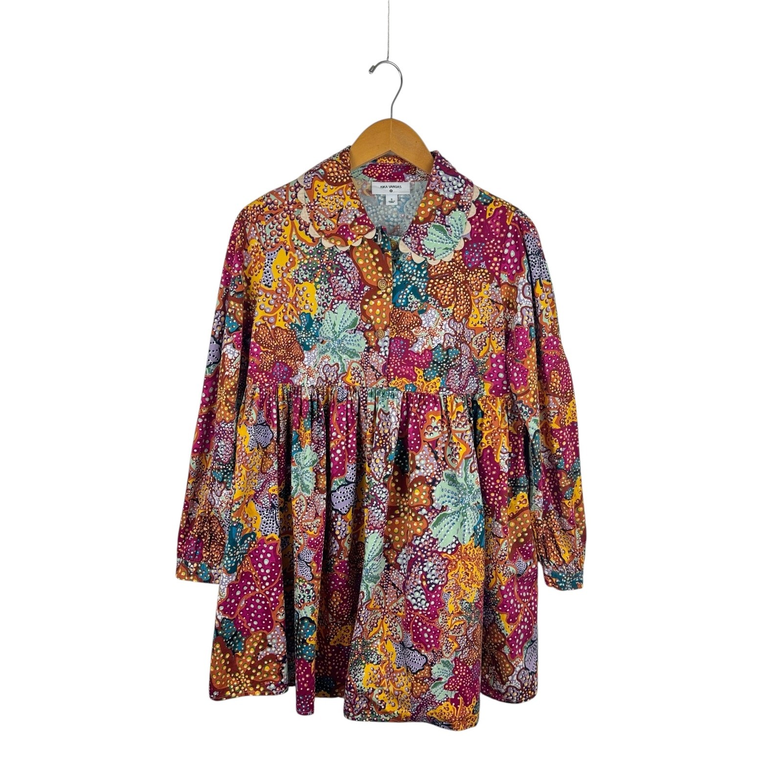 Kika Vargas x Target Anemone Floral Mini Dress S Cotton Happy Vibrant