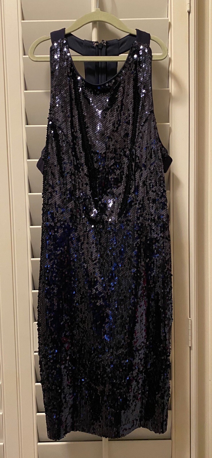 Lulus Navy Lined Sequin Dress Size S Open Zip Back Body Contour Party Free Ship