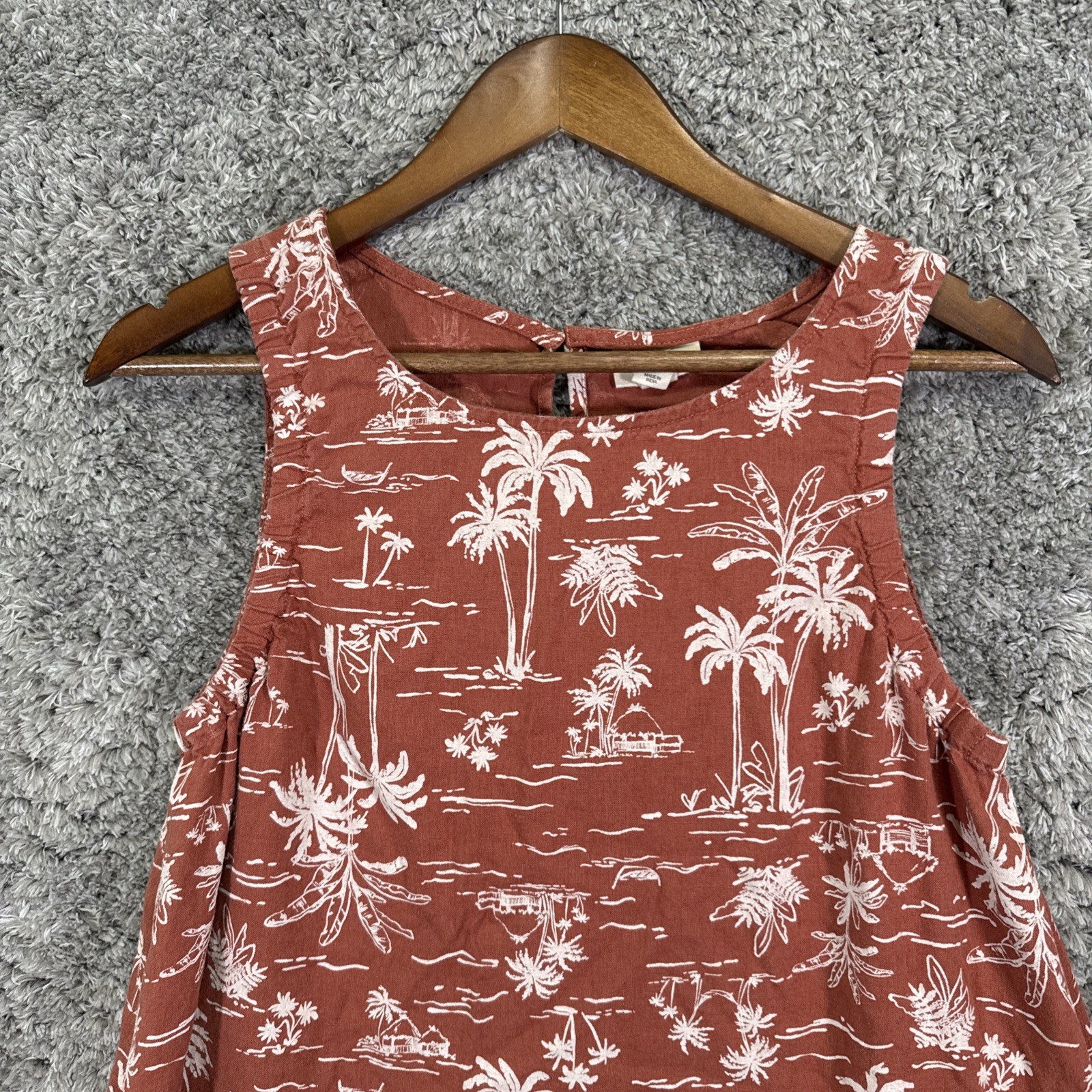 A.N.A. Linen Blend Mini Dress Sleeveless Boho Tropical Medium Terracotta Beach