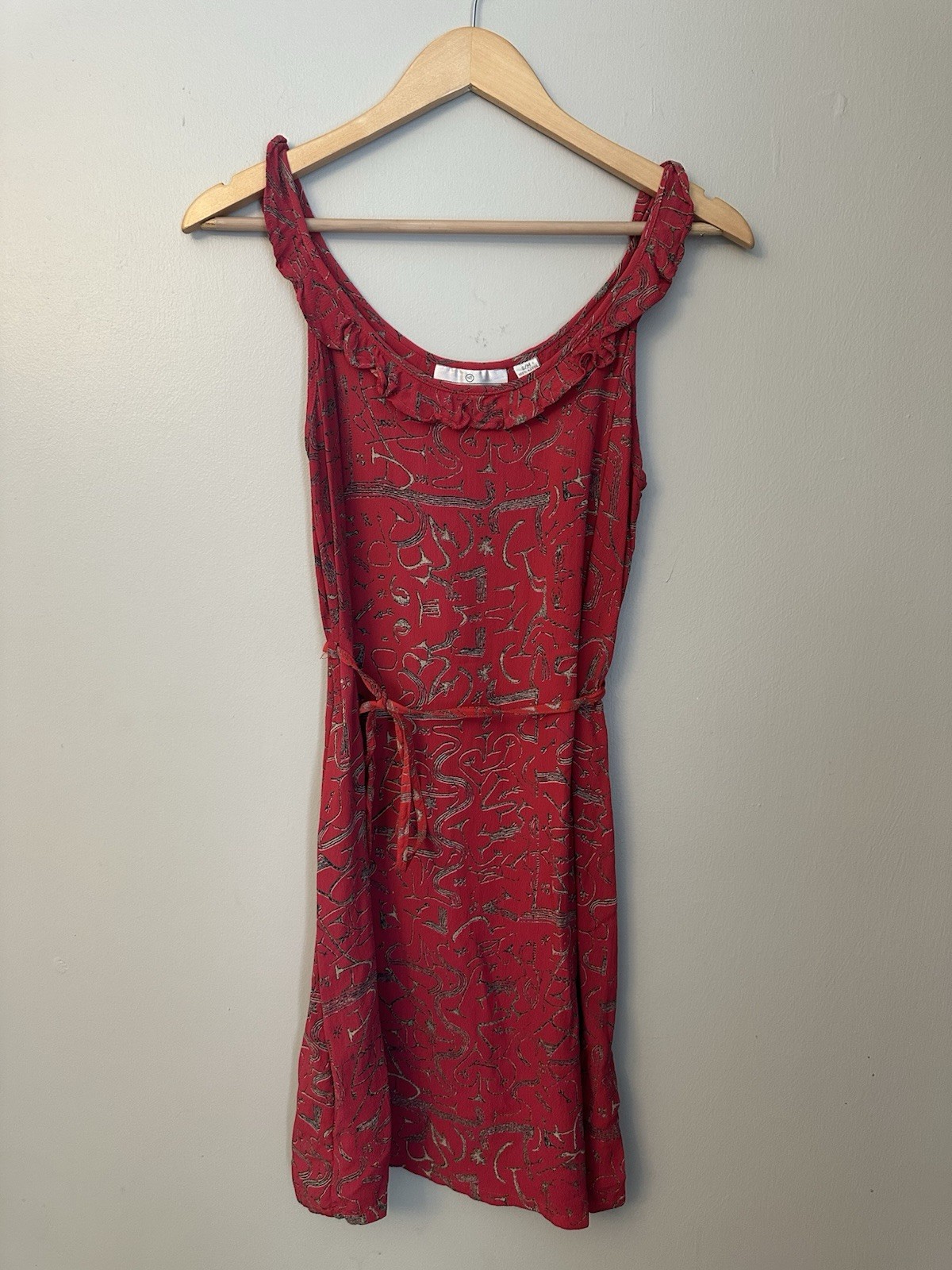 Sacred Threads Women’s Dress Size S/M Tribal Boho Red. Summer Dress Mini Wedding