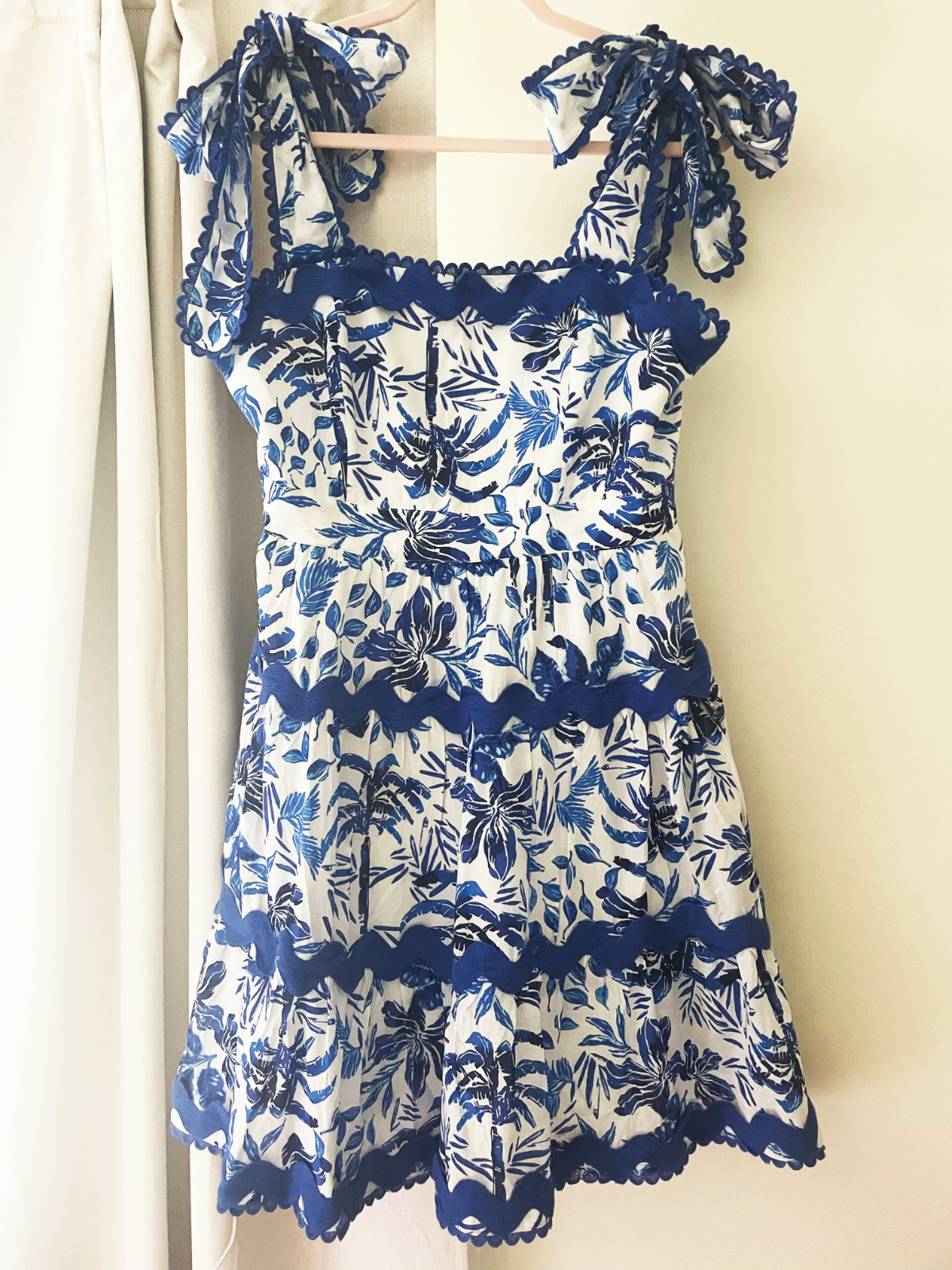 J. Marie Hayden Square Neck Ric Rac Trim Strap 100% Cotton A-Line SunDress