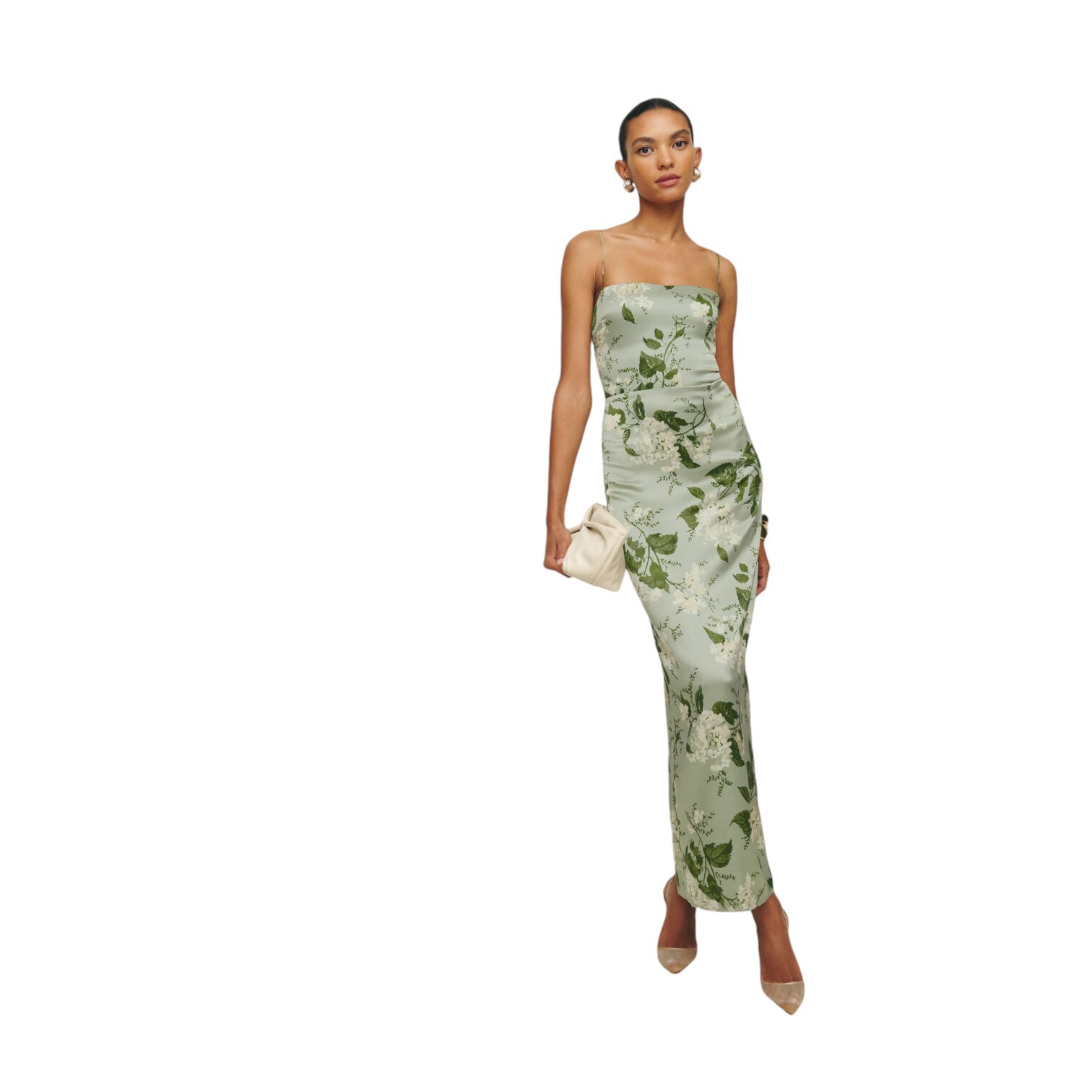 Reformation Frankie Silk Dress Tea Garden