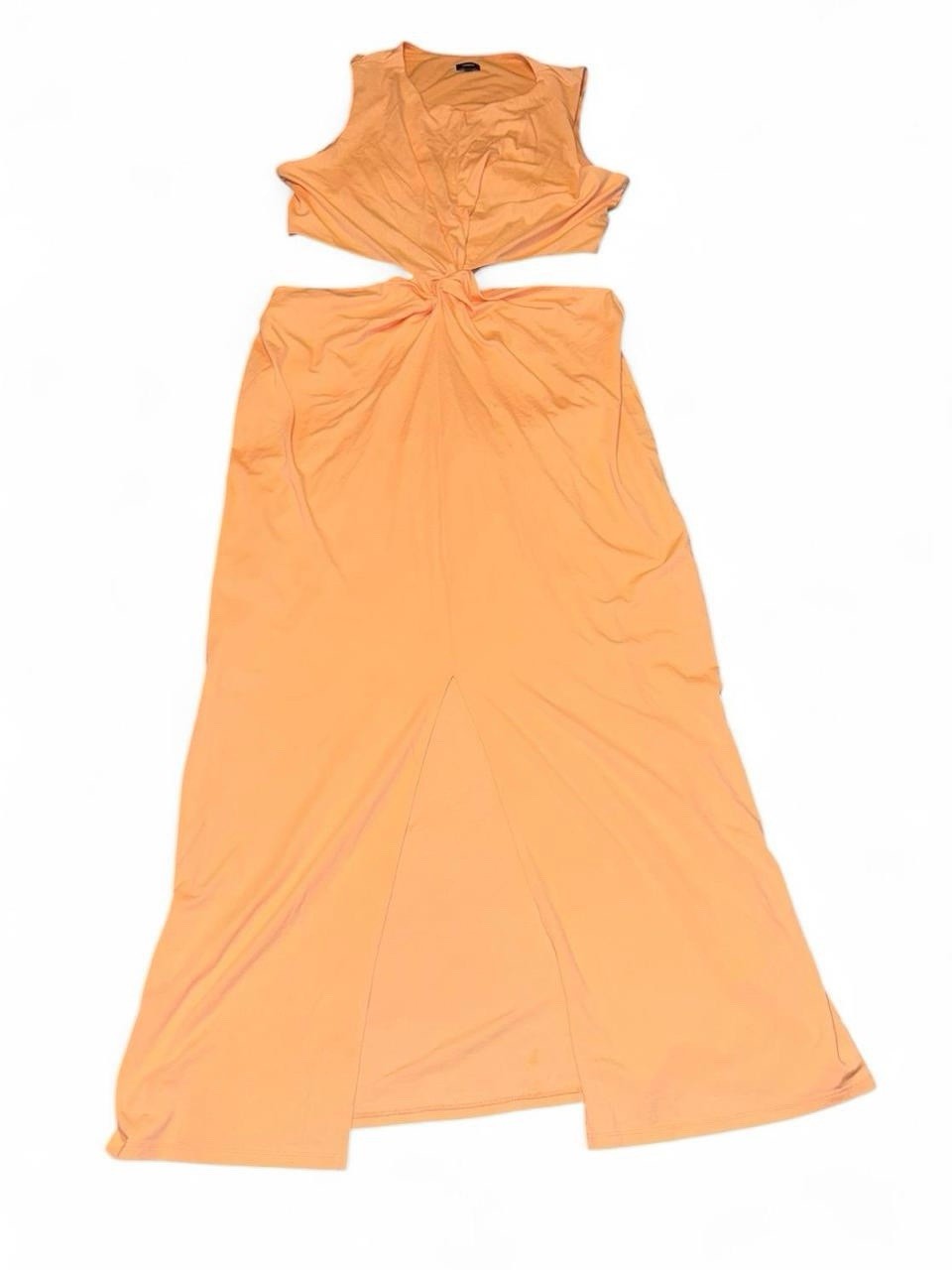 Express Peachy Orange Maxi Dress with Cut Outs in Front & Back, NWT Size XL