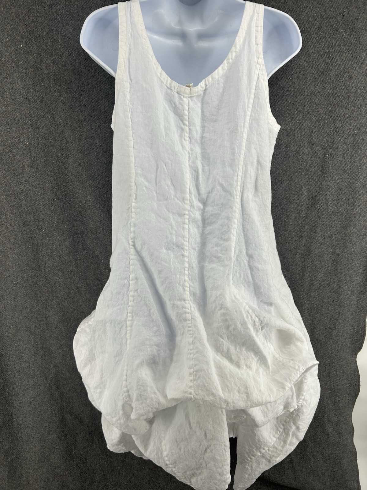 EILEEN FISHER White Irish Linen Handkerchief w/Ties Lagenlook Dress Size Small