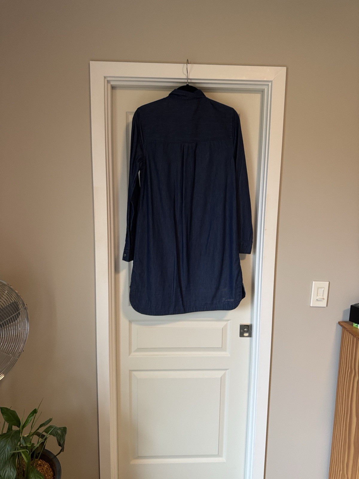 Old Navy Dress Womens Medium Dark Blue Chambray Long Sleeve Popover Shirt Shift