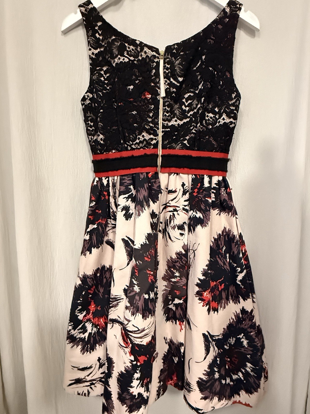 Peter Som x Made in Kind Black Lace Sequin Beaded Floral Dress Sleeveless 0
