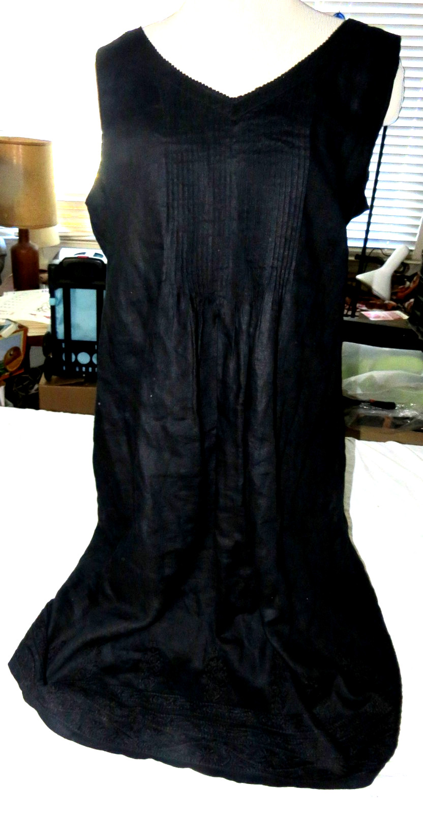 J Jill Black Sleeveless Dress Size L Linen-like fabric