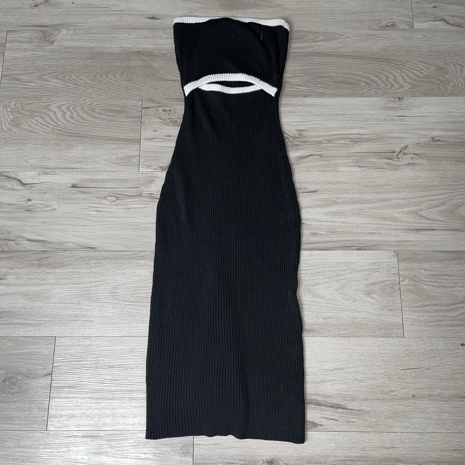 Ribbed Knit Midi BodyCon Dress S Color Block Chic Sexy Modern Baddie Feminine