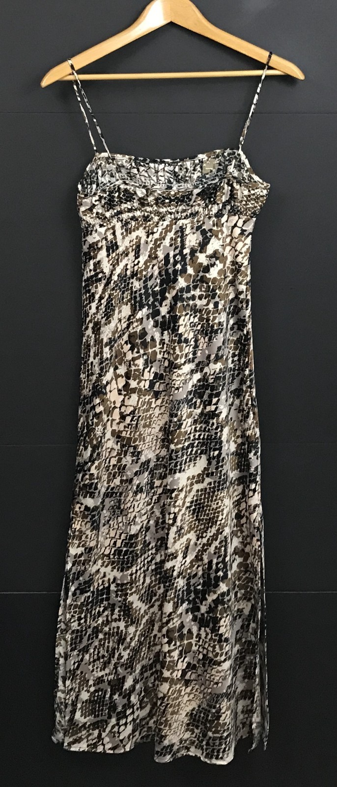 by Anthropologie Square Neck Snakeskin Print Midi Slip Dress Size XS