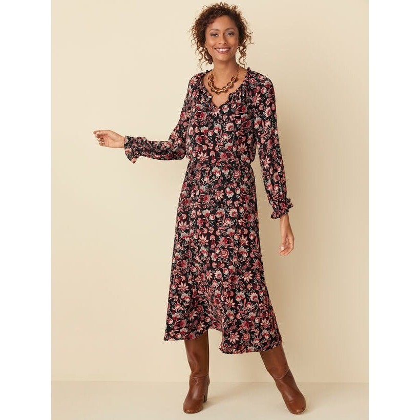 Talbot’s Bracelet Sleeve Autumn Midi Floral Dress Size Medium NEW!