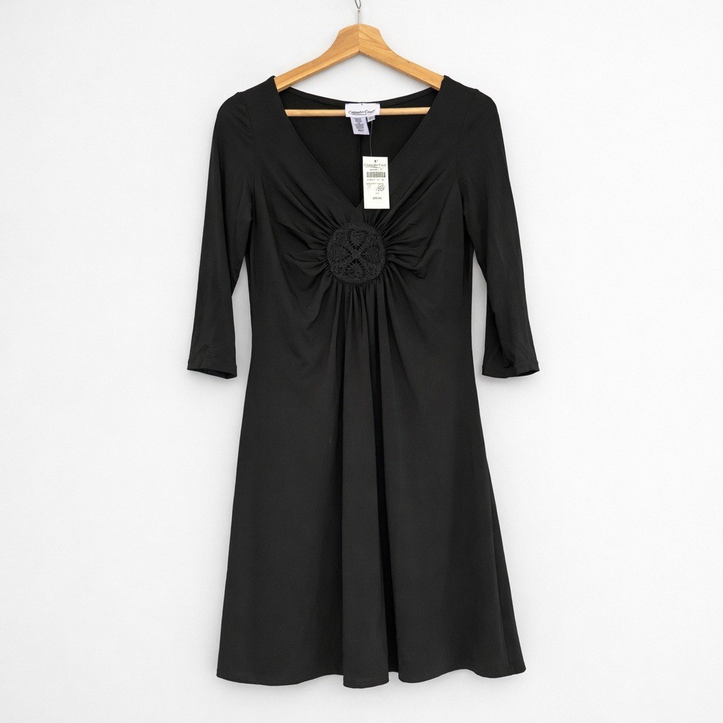 Coldwater Creek NWT Black Dress with Crochet Applique