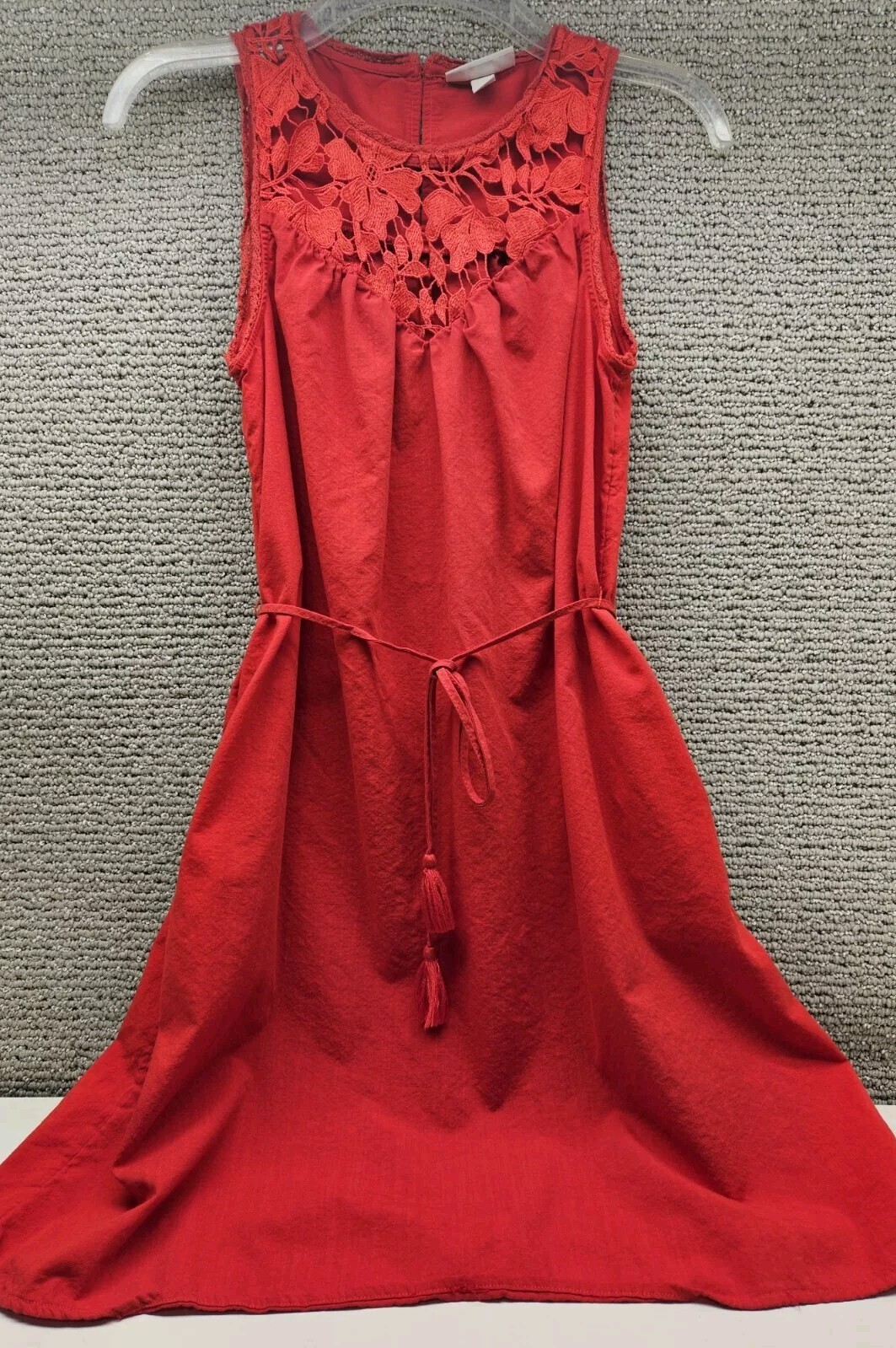Knox Rose Dress Womens XS Cupid Red Sleeveless Lace Front Rope Belt