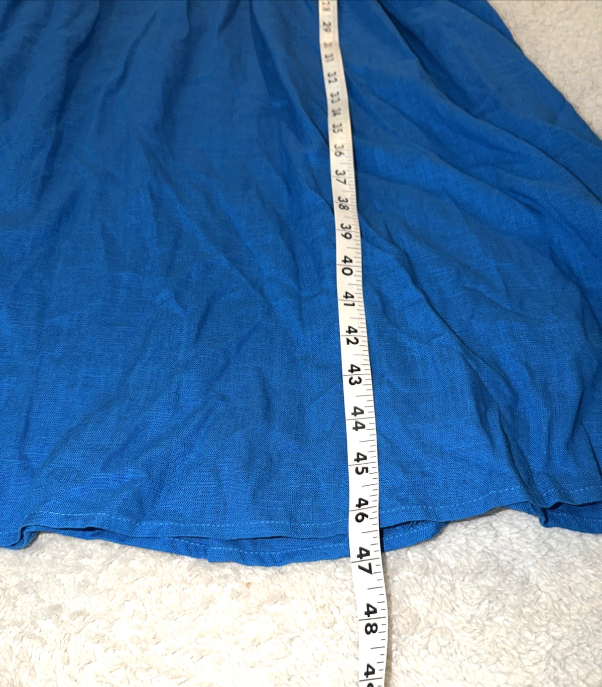 White Closet Elements Maxi Linen Dress Size XS V-Neck Blue Boho Country Smocked