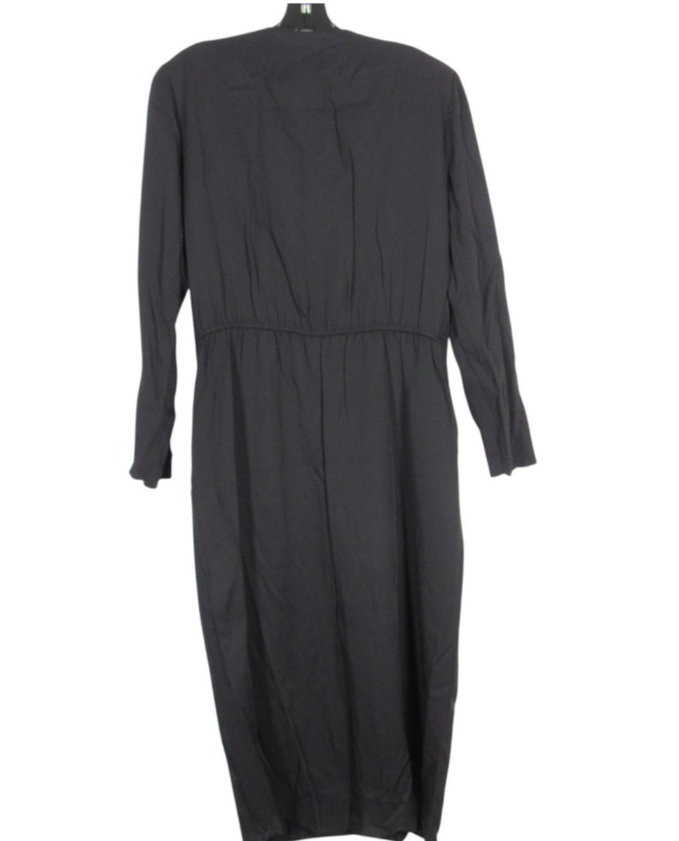 VTG DANNY & NICOLE Black BUTTON-DOWN Pleated SIDE POCKETS Sheath Dress Sz 12