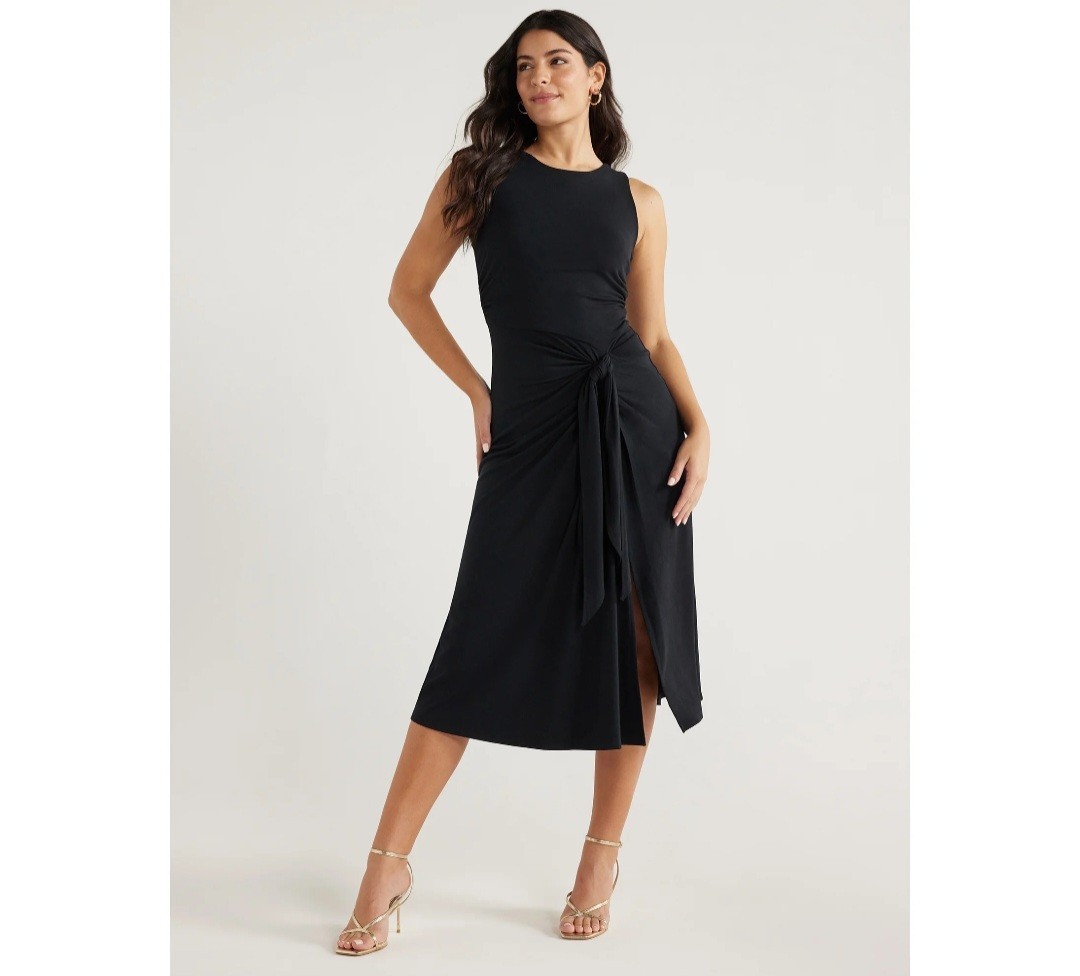Sofia Jeans Women’s Side Tie Tank Dress with Rouching, Size XS Black