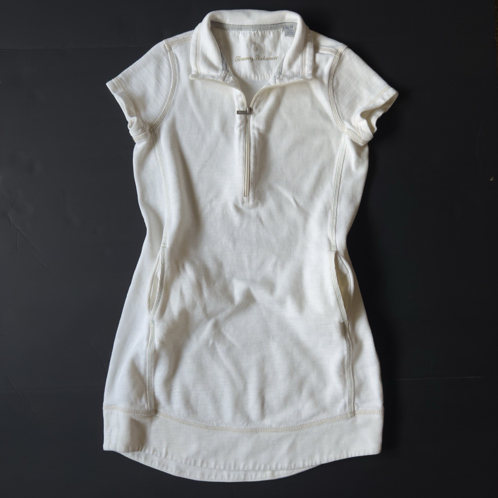 Tommy Bahama Tobago Bay Half-Zip Short-Sleeve Dress White XS