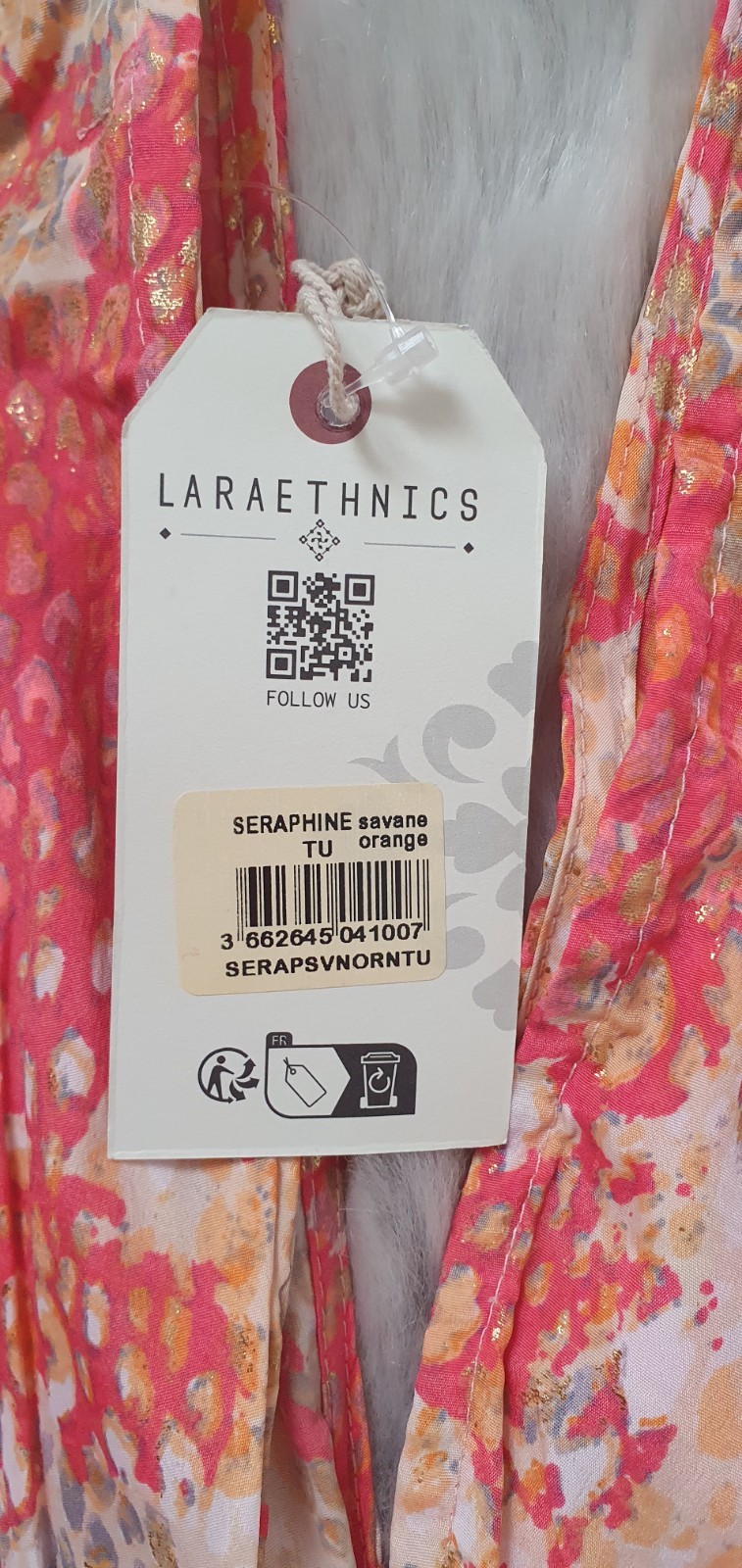 Laraethnics Séraphine Savane Orange with gold Long dress size TU