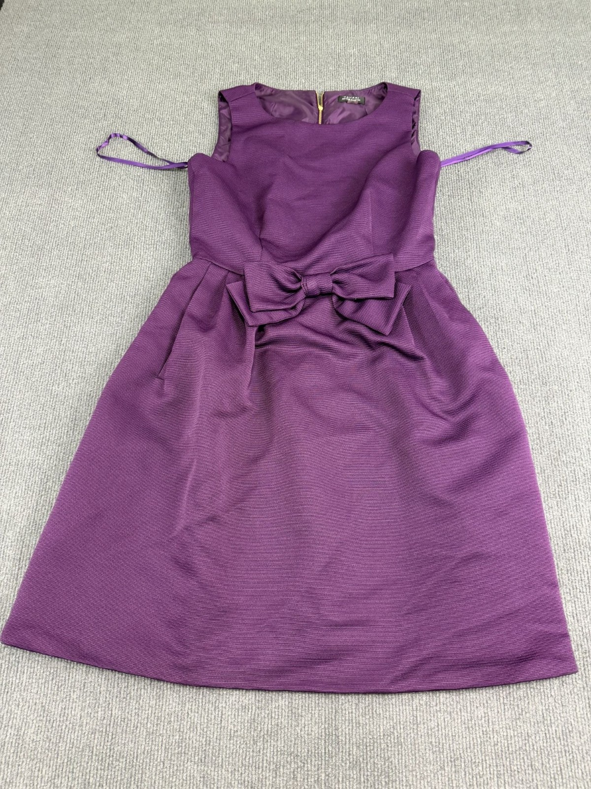 Tahari Arthur S. Levine Womens Purple Sleeveless Bow Front Fit Flare Dress 10
