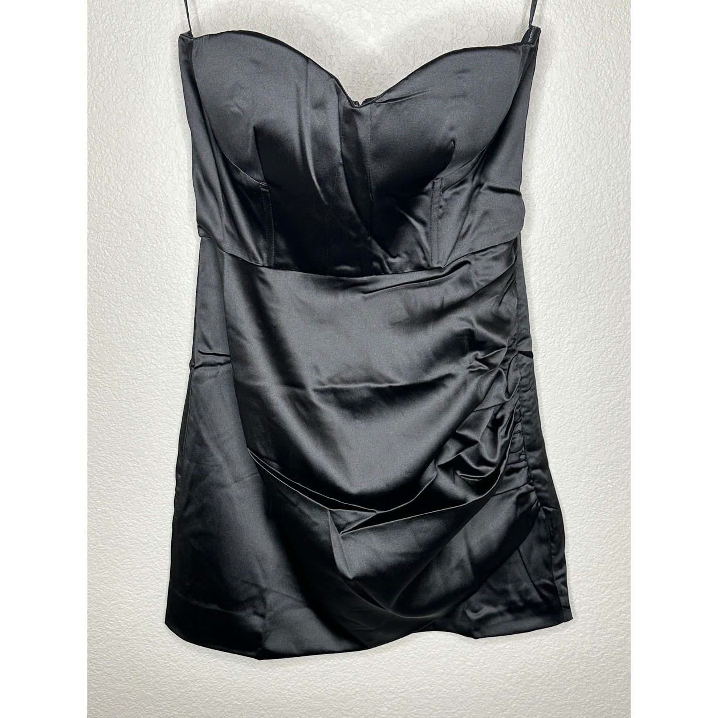 Naked Wardrobe The Statement NWT Mini Dress S Black Satin Bustier Strapless