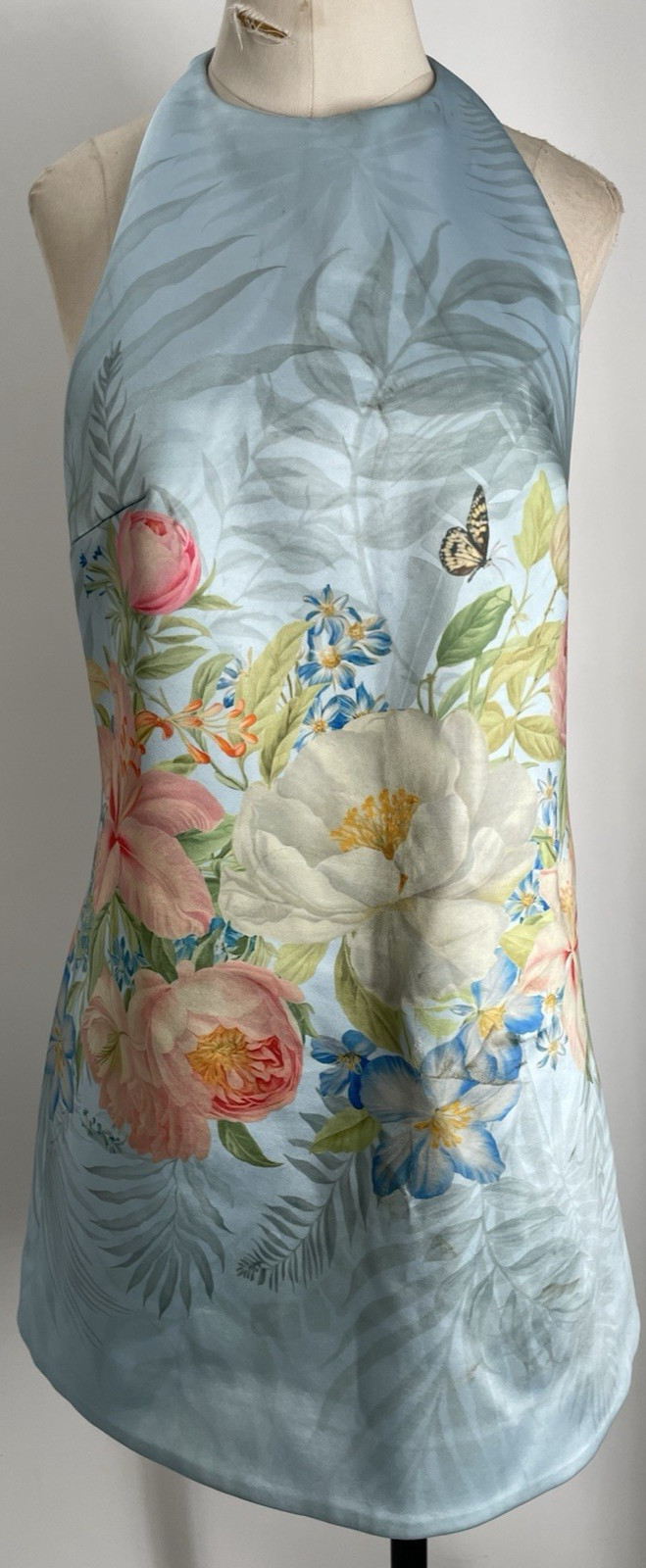 Retrofête Women’s Sleeveless Bleu Fleur Tropicale DREXLEY DRESS Size Small