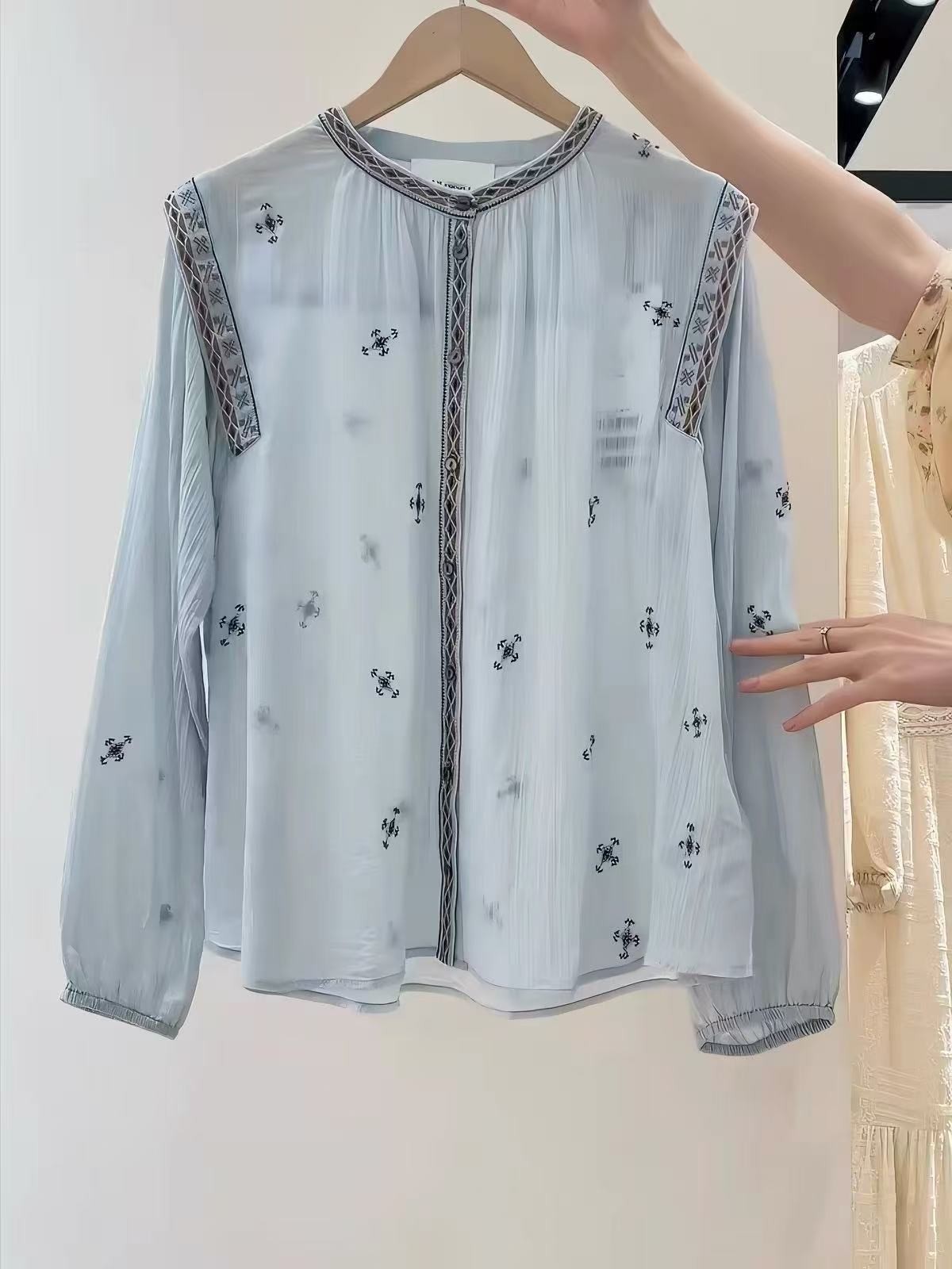 2026 spring/summer bash bohemian lace round neck long sleeved shirt