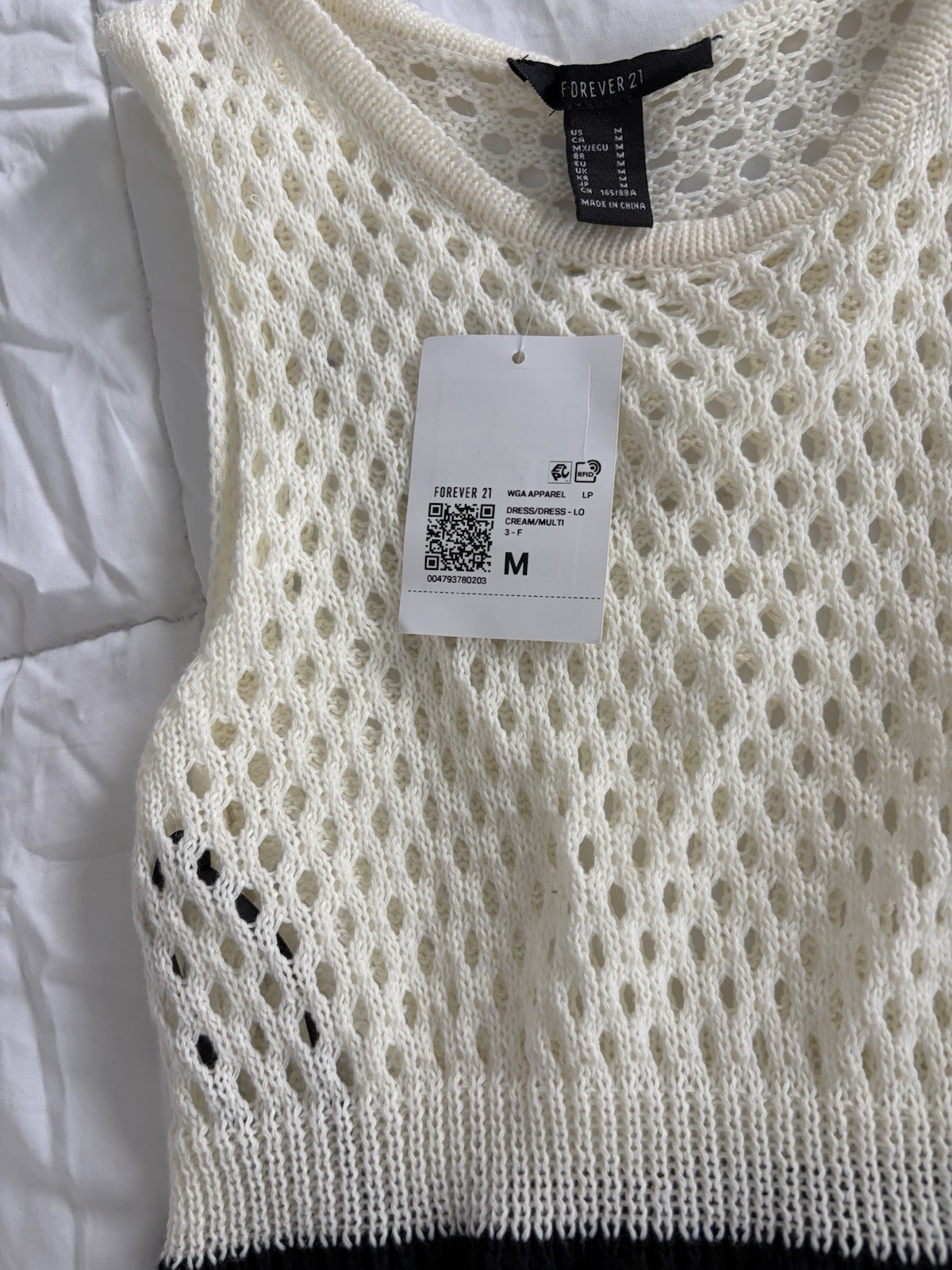 Forever 21 Colorblock Open Knit Round Neck Midi Sweater Dress Sleeveless M