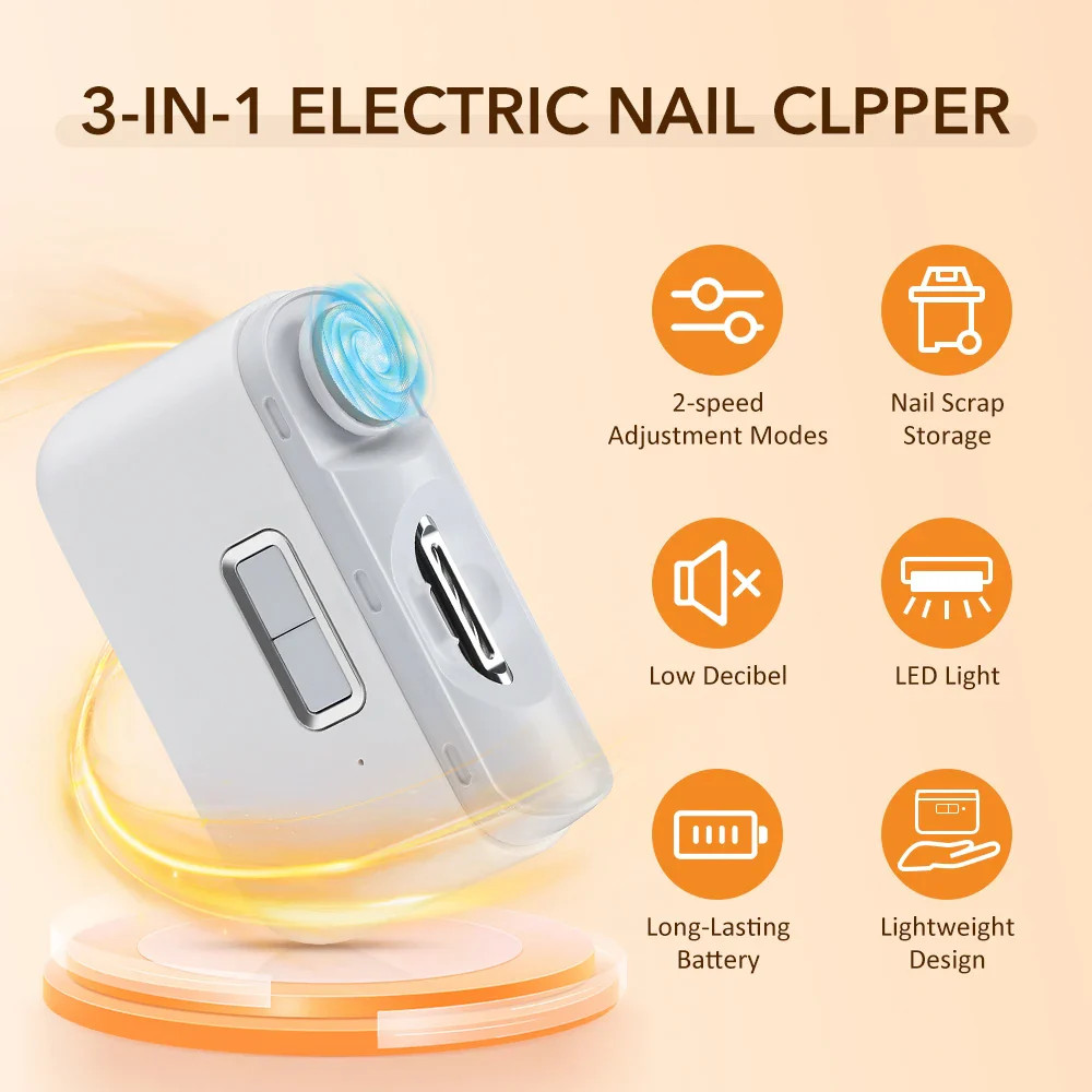 1 Pcs Electric Automatic Nail Clipper Manicure Nail Trimmer 3 in 1 Finger Toe