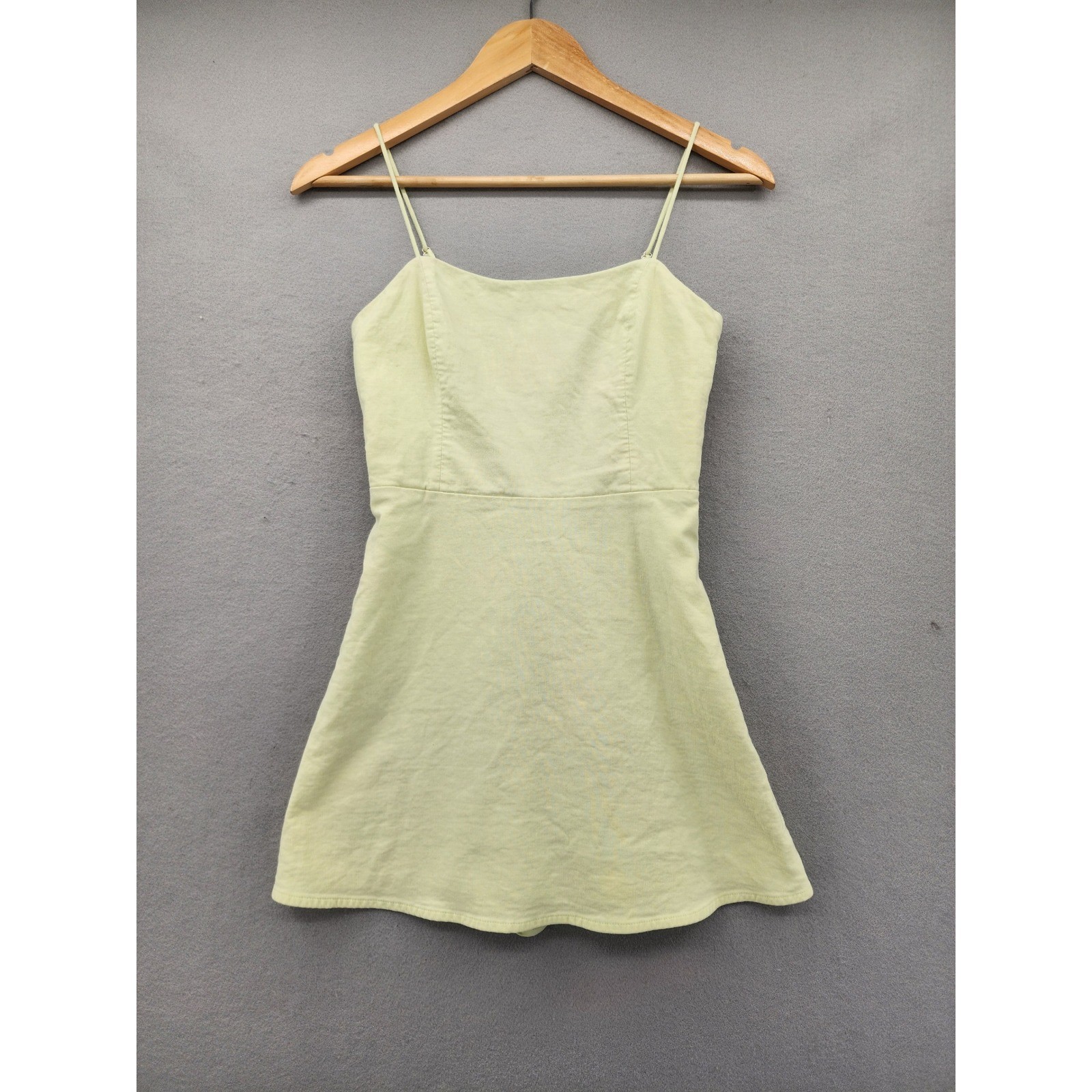 Zara Lime Green Romper Dress S Mini Skort Smocked Back Adjustable Straps Summer