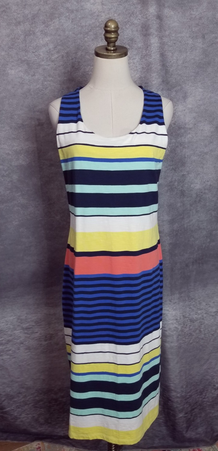 Tommy Bahama Women’s Size M Multi Striped Racerback Midi Dress Shelf Bra