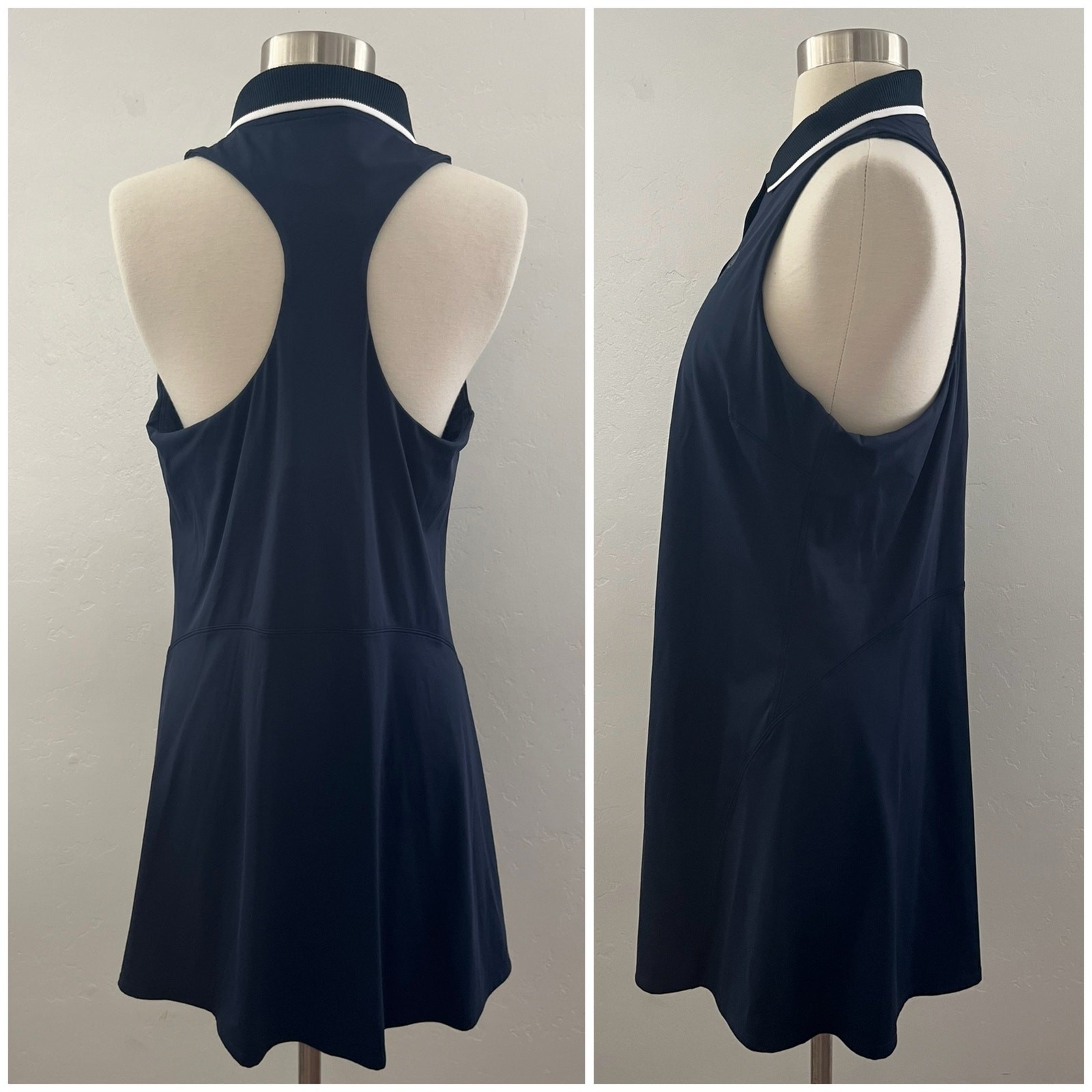 Lululemon Lightweight Sleeveless Polo Tennis Dress Navy Blue Size 14 Athletic