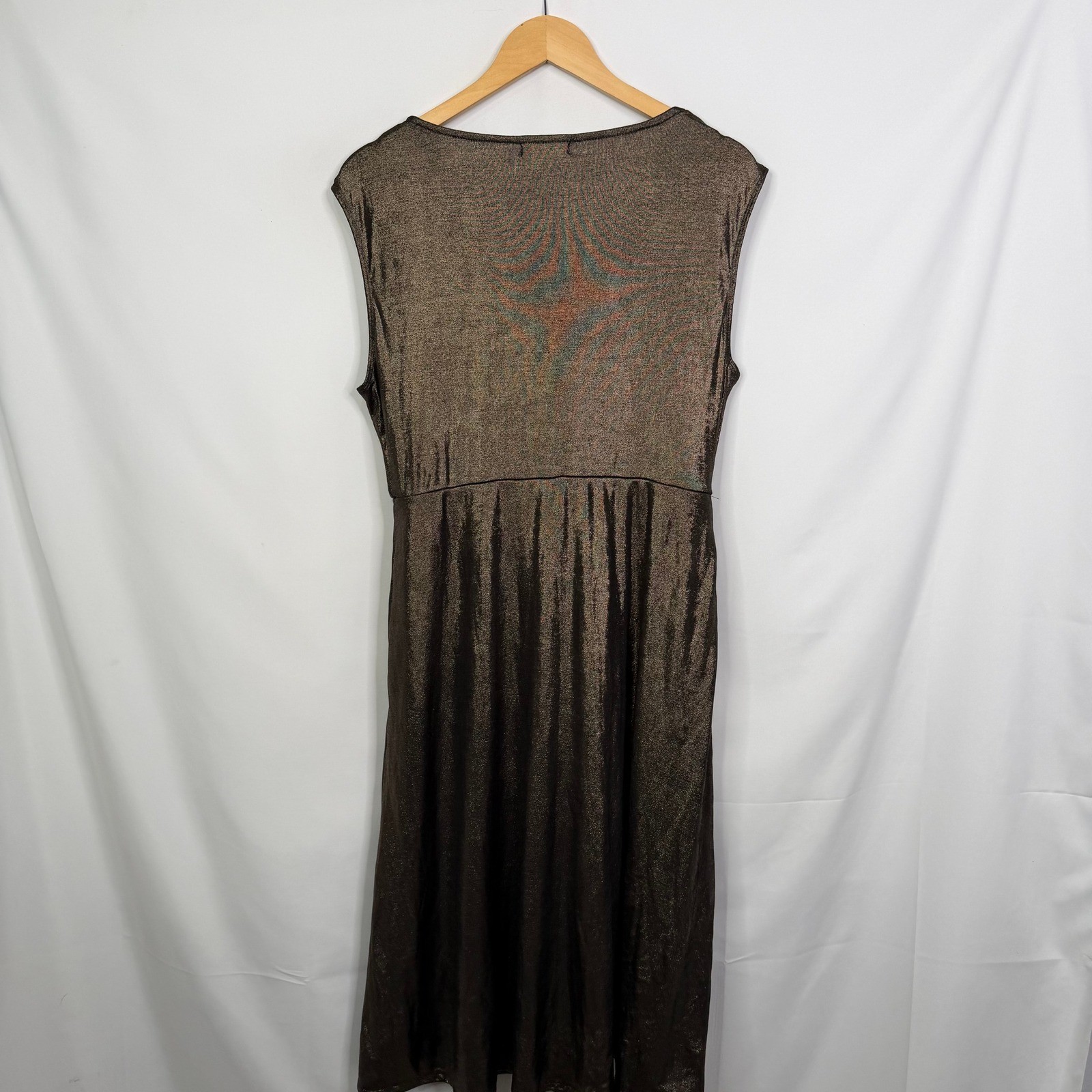 Nine Britton Bronze Metallic Cowl Neck Cocktail MIdi Dress XLP New with Pockets