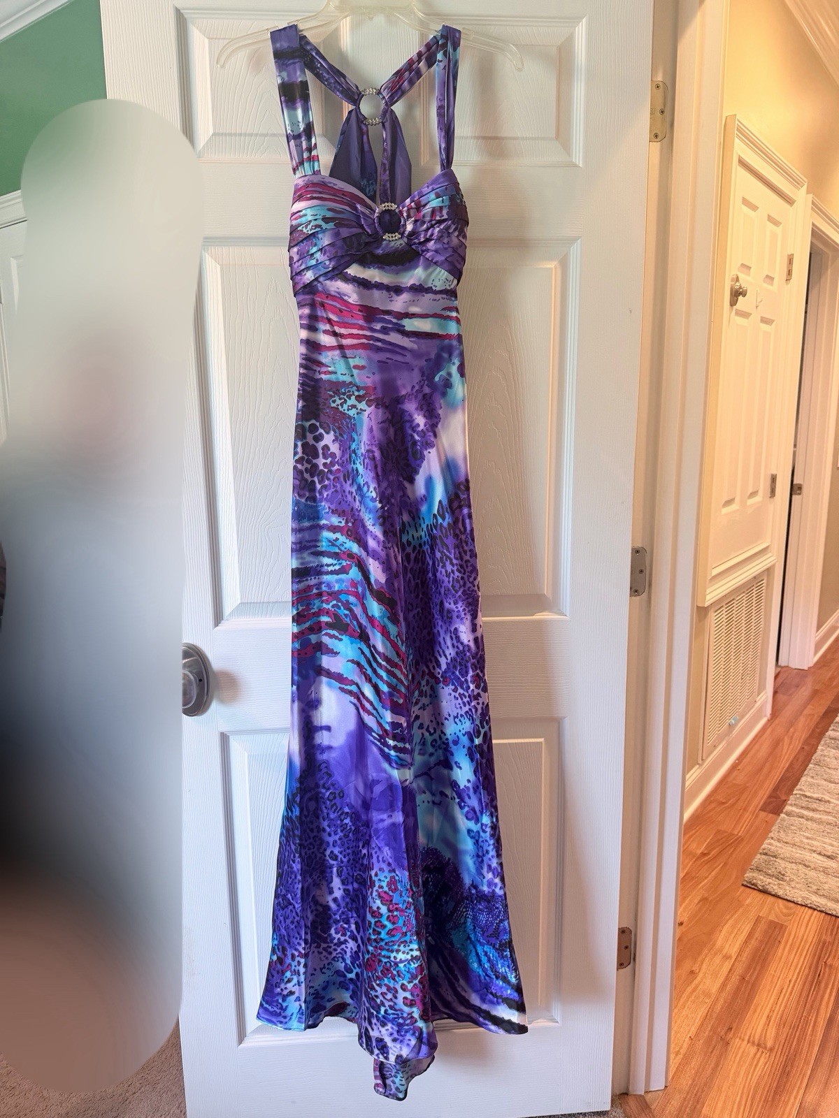 Blondie Nites by Stacy Sklar Dress Purple-Multicolor Animal Print Junior size 11