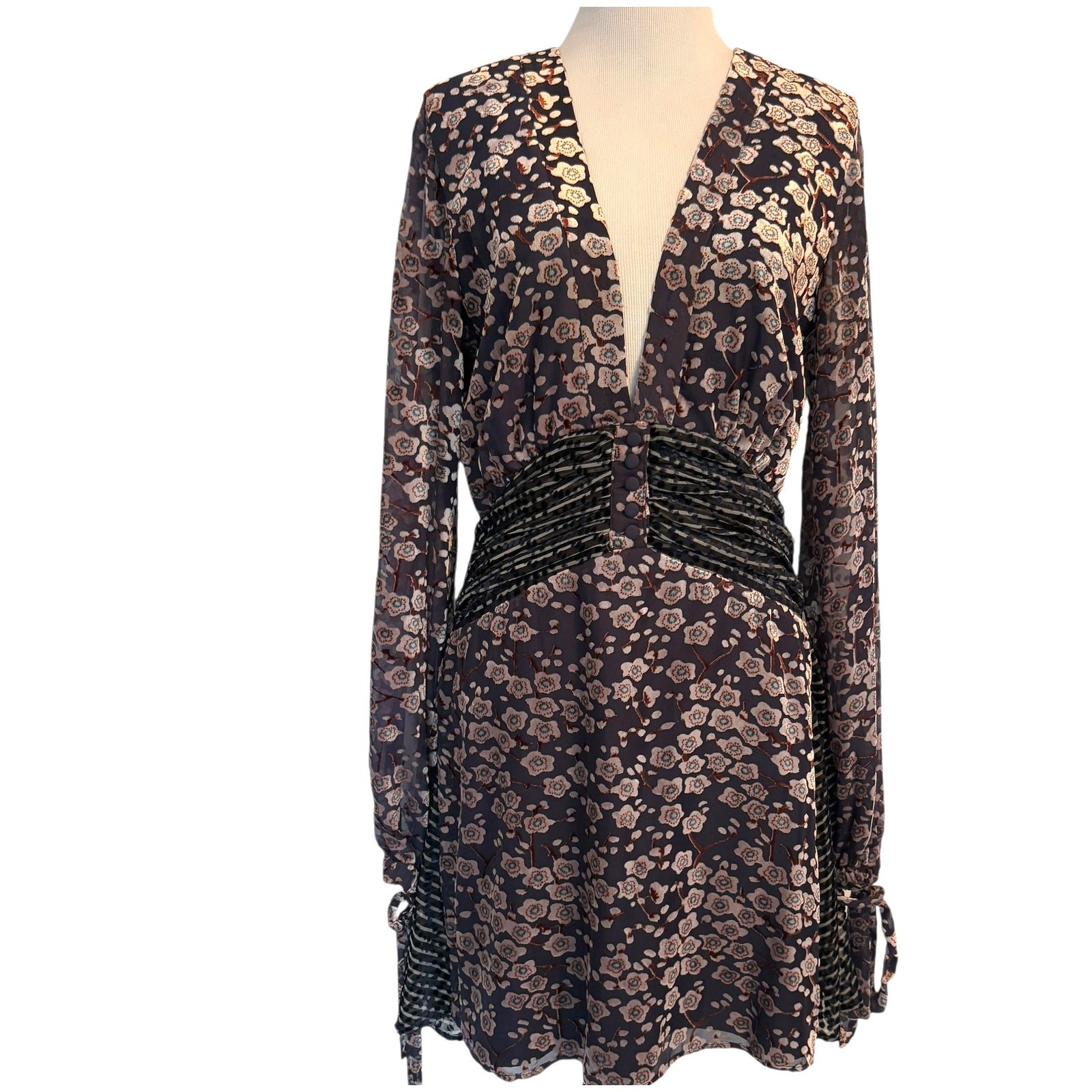 Tularosa Brentwood Dress Womens Medium Navy Deep V-Neck Cocktail Party Mini