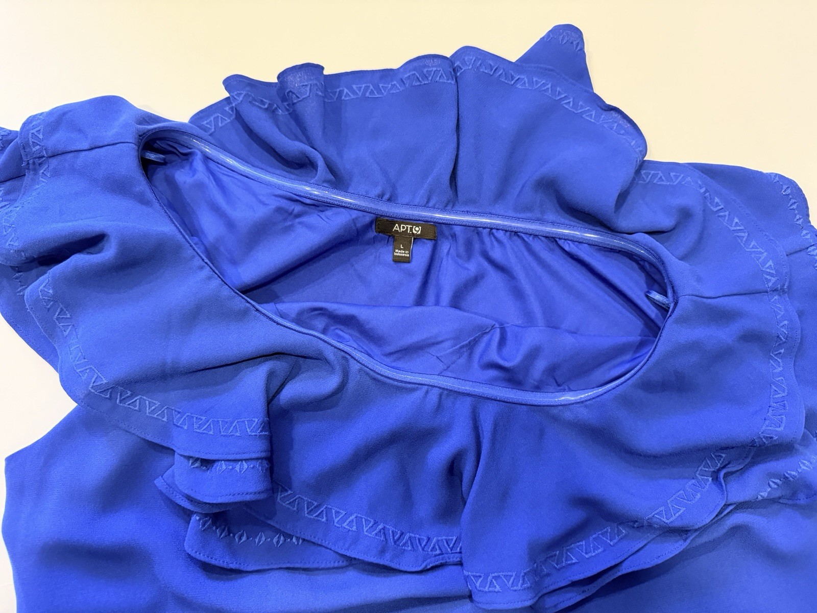 Apt. 9 Blue Solid One-Shoulder Ruffle Shift Knee-Length Dress Sleeveless L