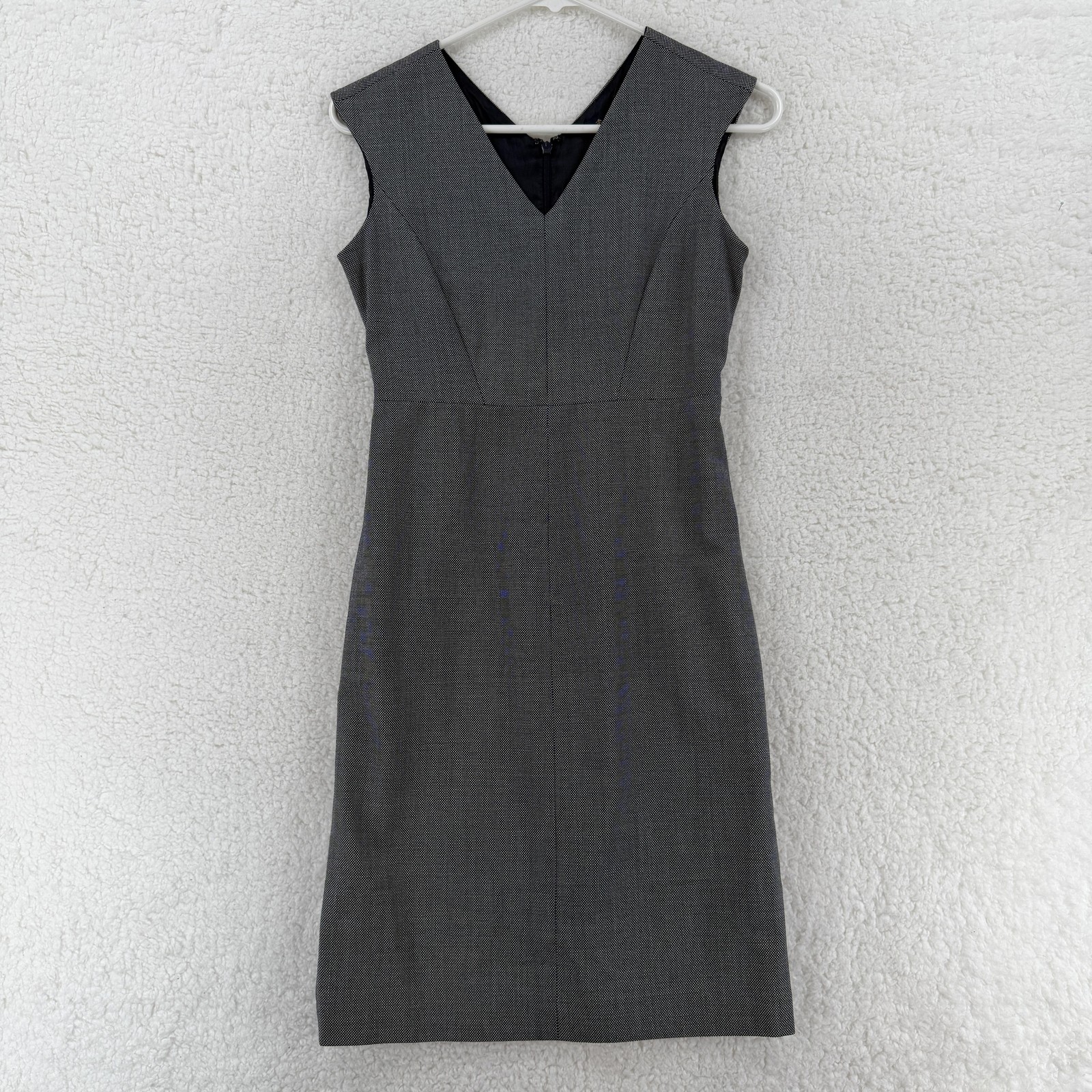 Brooks Brothers Dress Womens 0P Gray Wool Blend Sleeveless Sheath Career