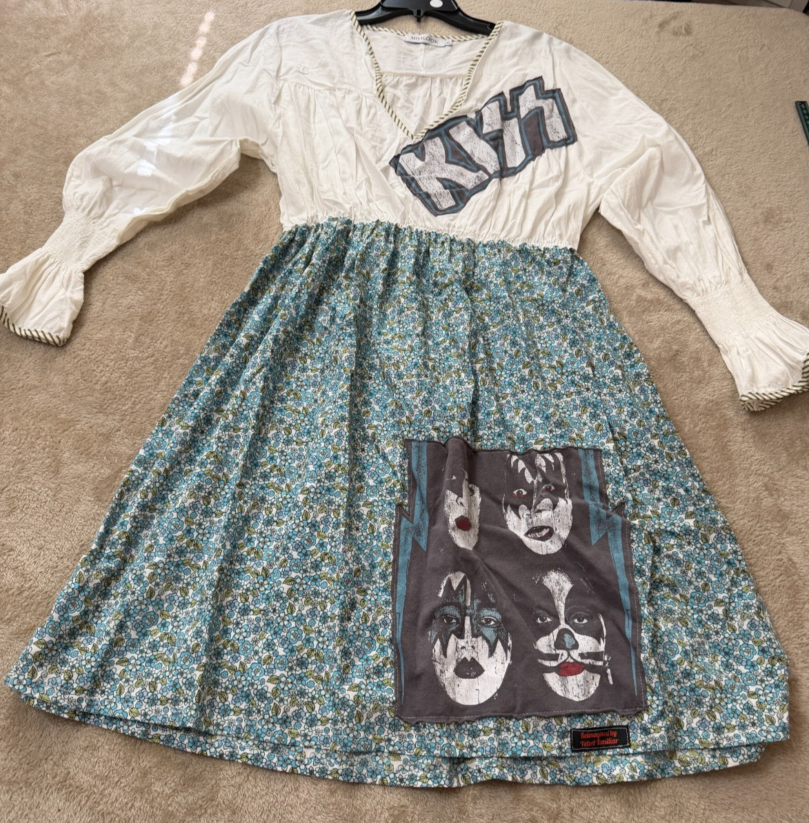KISS Upcycled Dress Women’s XL Handmade Rock Band Festival Velvet Familiar