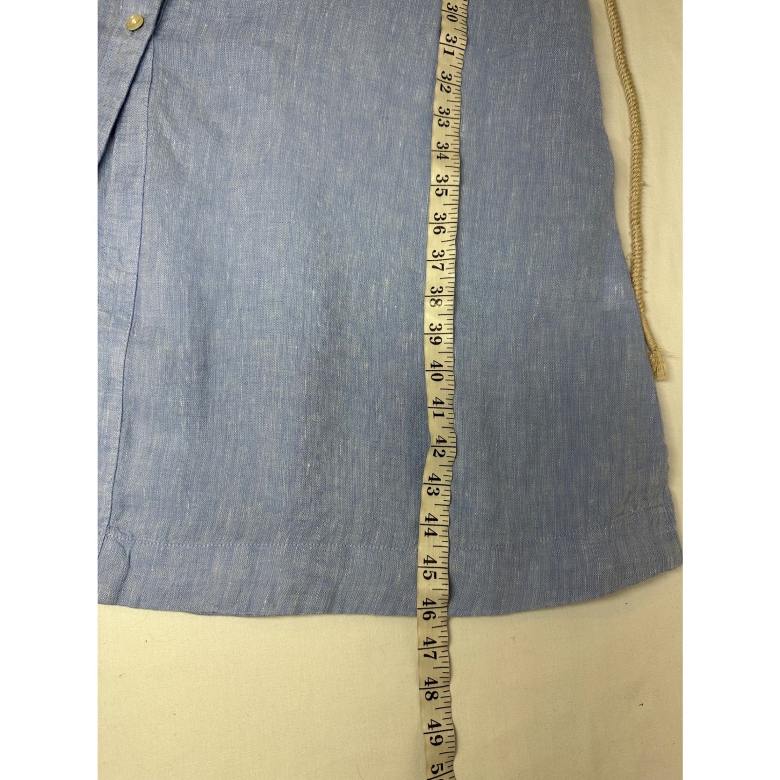 Talbots Blue 100% Linen Button Front Midi Shirtdress with Rope Belt Size 6 NWT