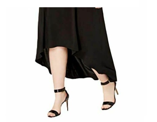 NY Collection Womens Petite Plus 3XP Black High Low Cold Shoulder Maxi Dress NWT